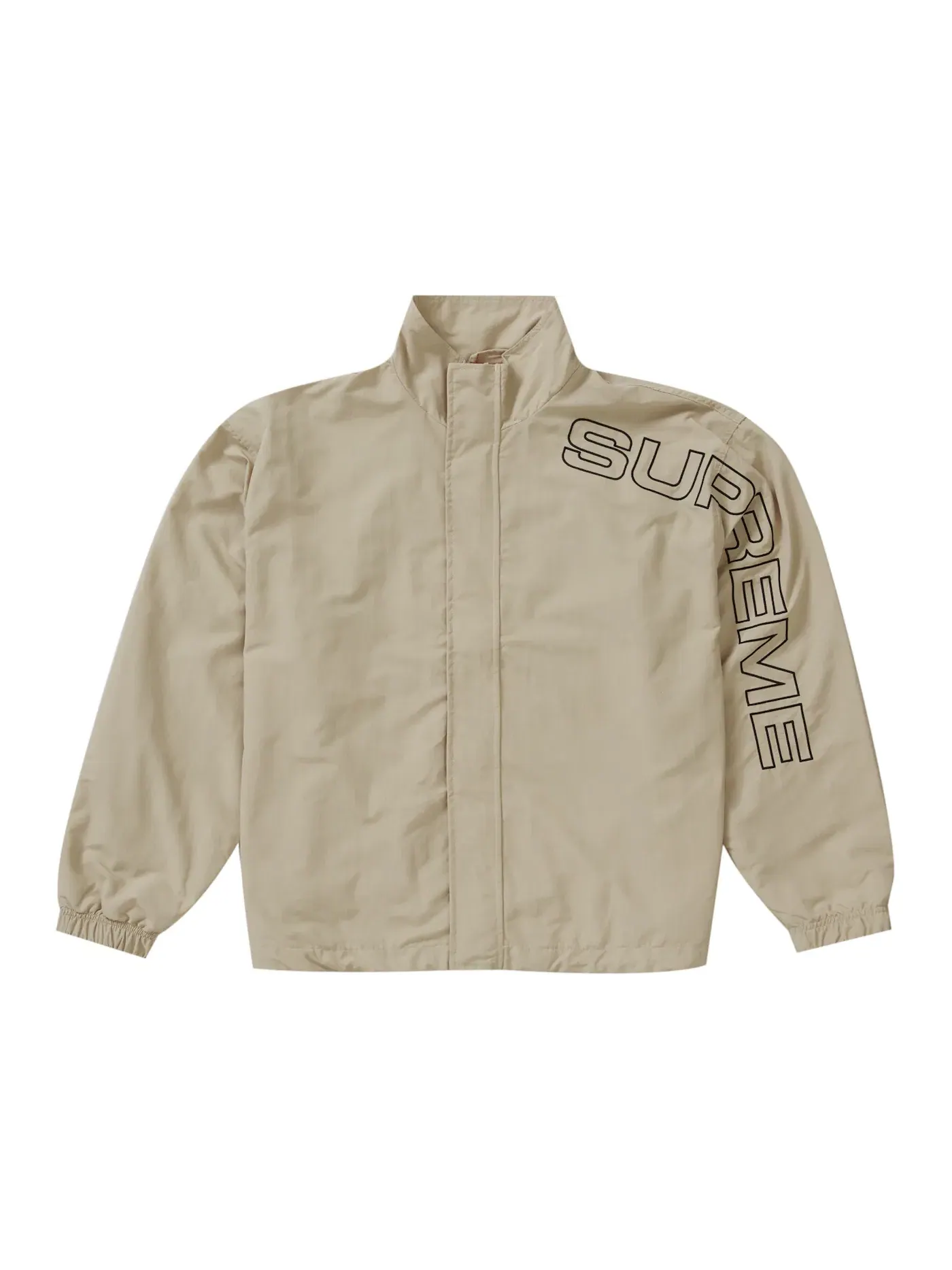 Мужская куртка-бомбер с вышивкой Supreme Spellout Embroidered Track Jacket — изображение 1 из 3, бежевый