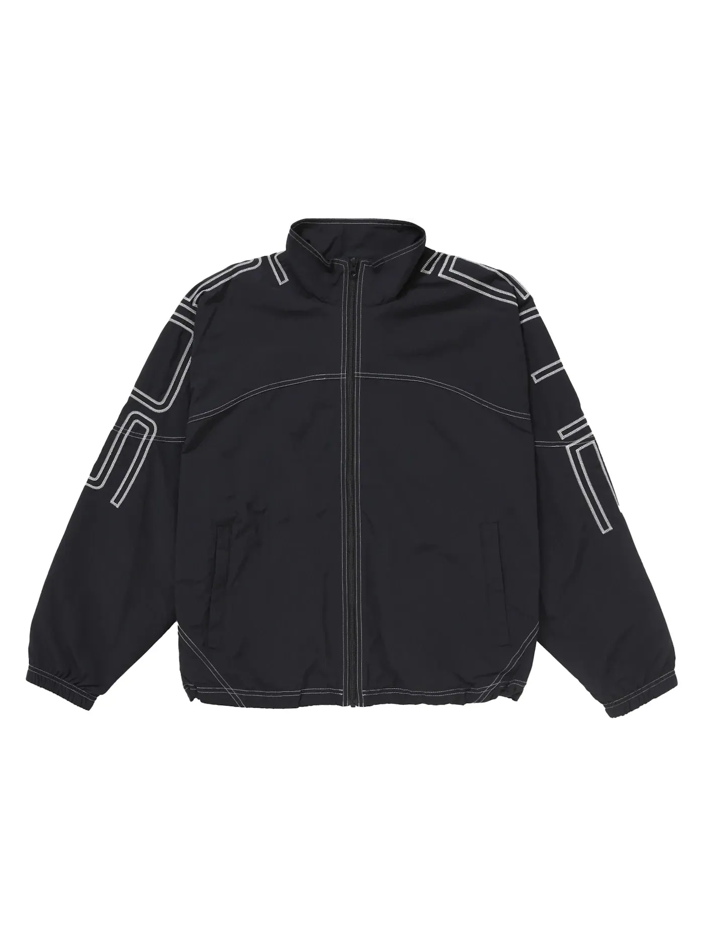 Мужская куртка с вышивкой Supreme Spellout Embroidered Track Jacket (SS25) — изображение 1 из 3, черный