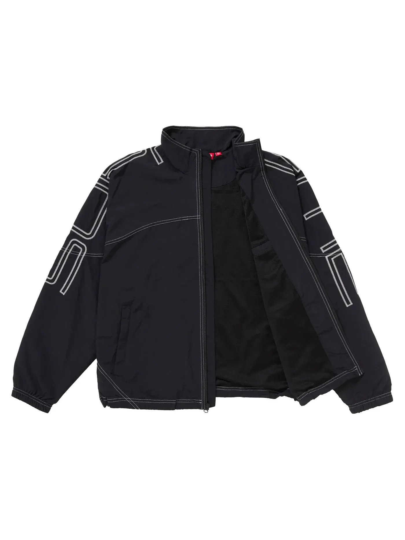 Мужская куртка с вышивкой Supreme Spellout Embroidered Track Jacket (SS25) — изображение 2 из 3, черный