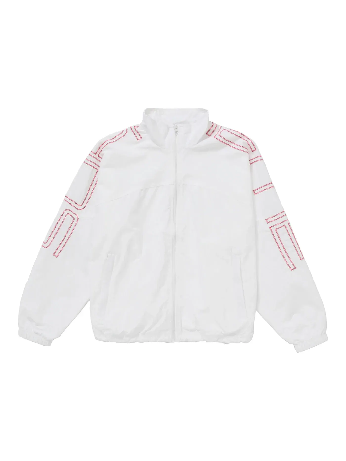 Мужская куртка с вышитым принтом Supreme Spellout Embroidered Track Jacket (SS25) — изображение 1 из 3, белый