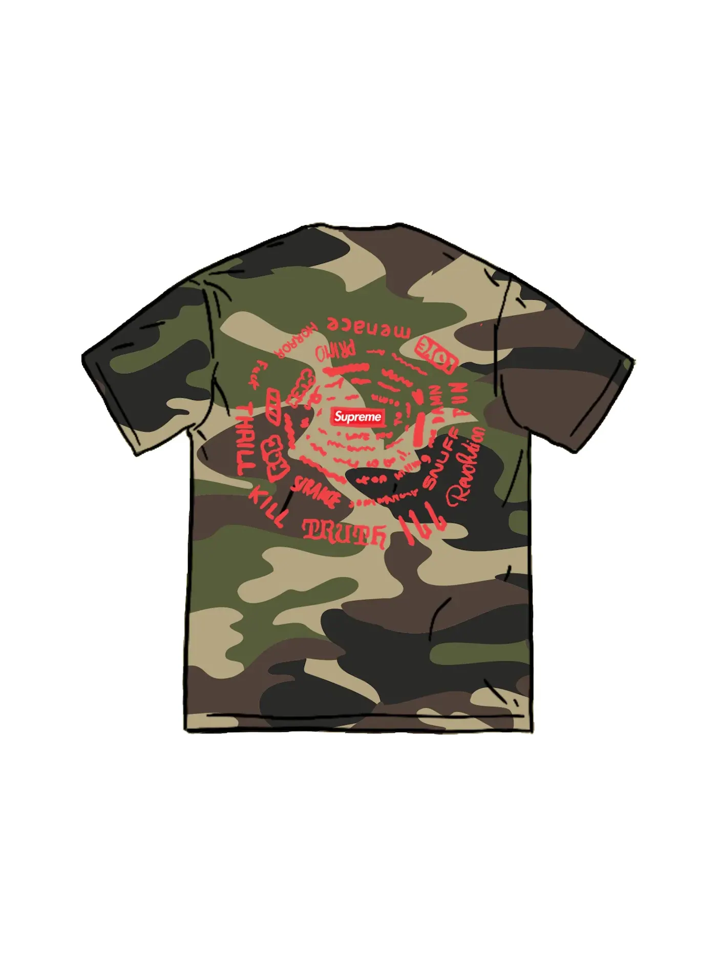 Мужская футболка с принтом Supreme Tee, Woodland Camo — изображение 1 из 1