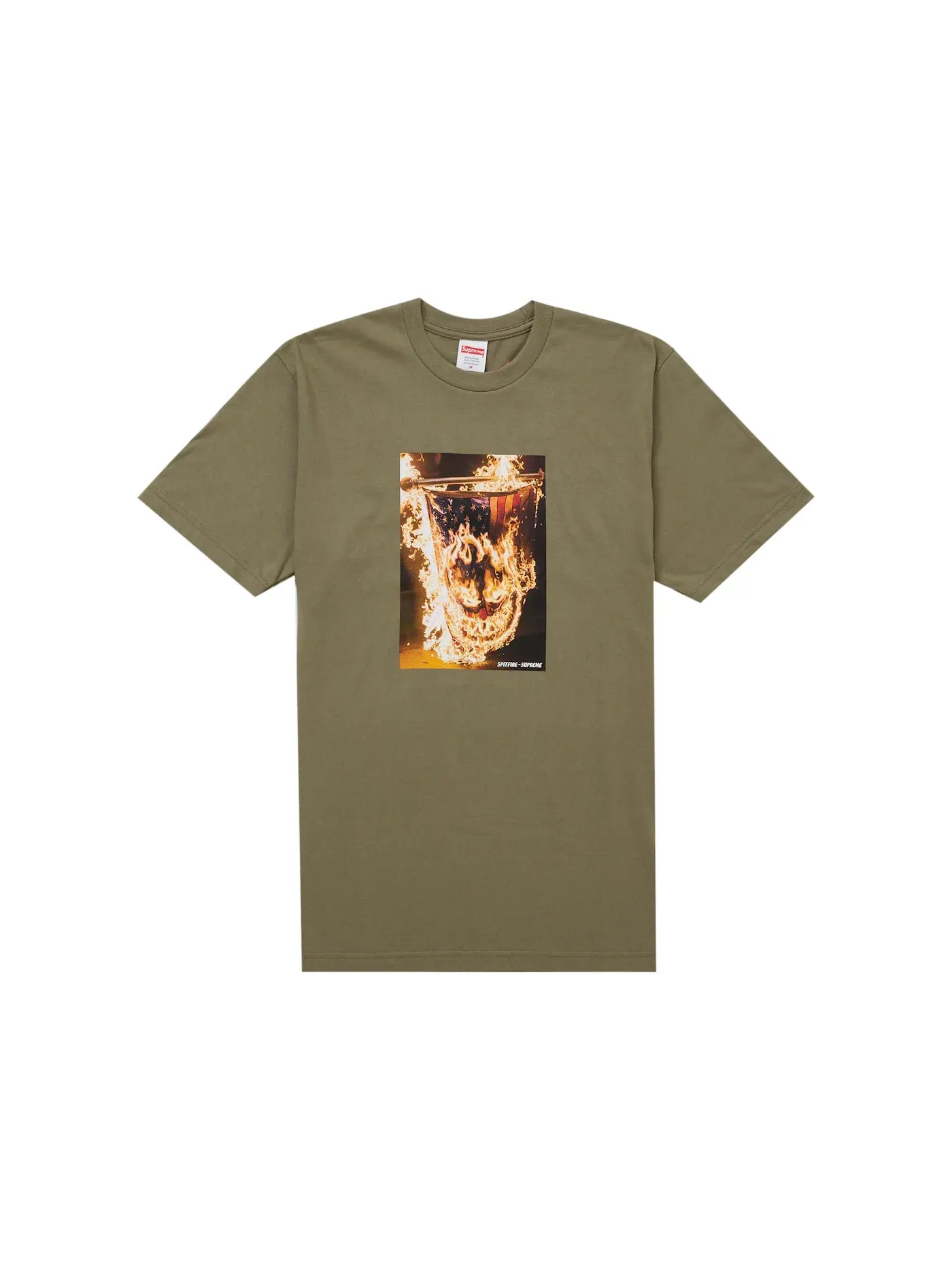 Мужская футболка с принтом Supreme Spitfire Flag Tee — изображение 1 из 2, оливковый