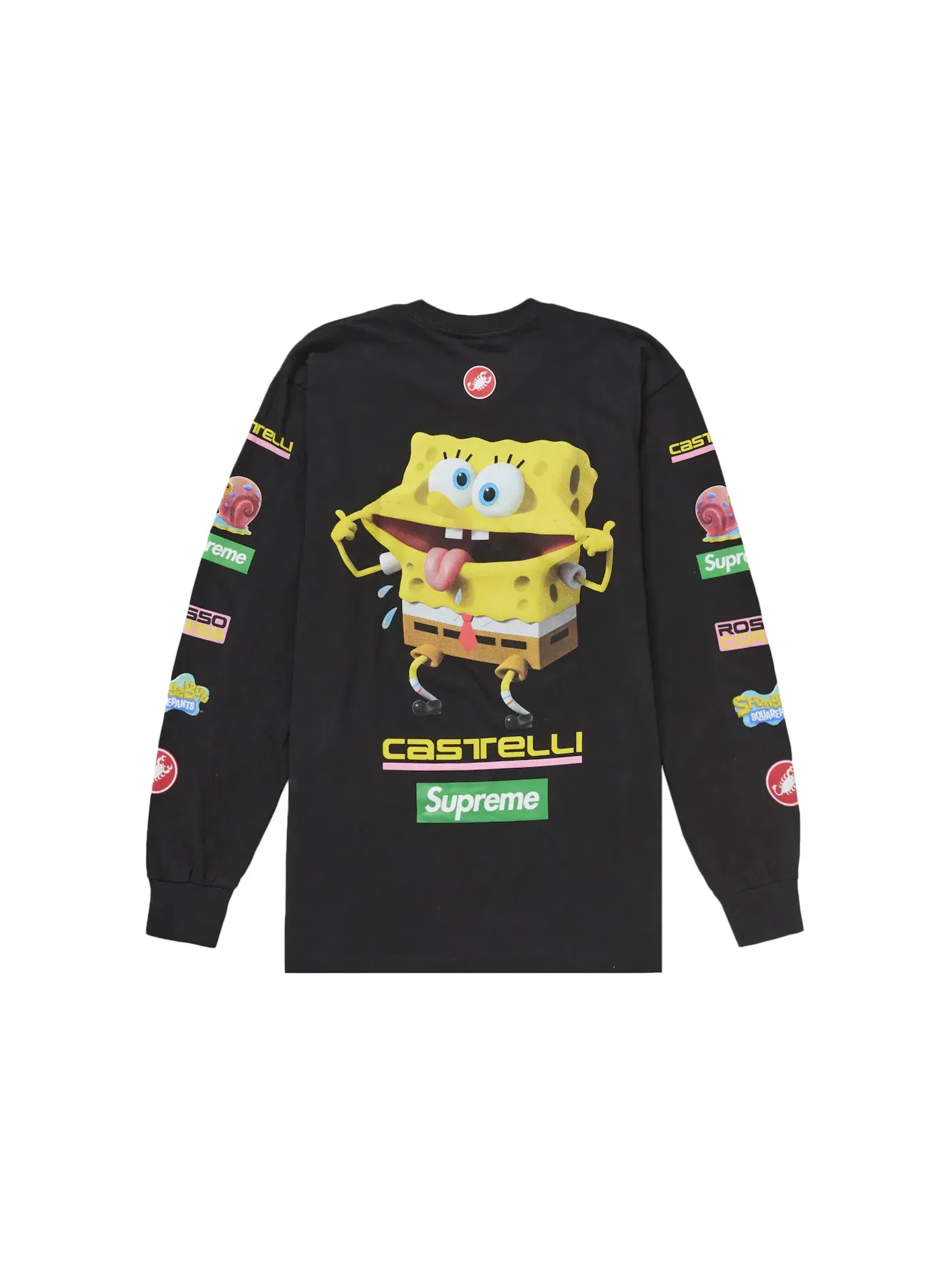 Мужская футболка с длинным рукавом с принтом Supreme SpongeBob/Castelli Racing L/S Tee Supreme — изображение 1 из 2, черный