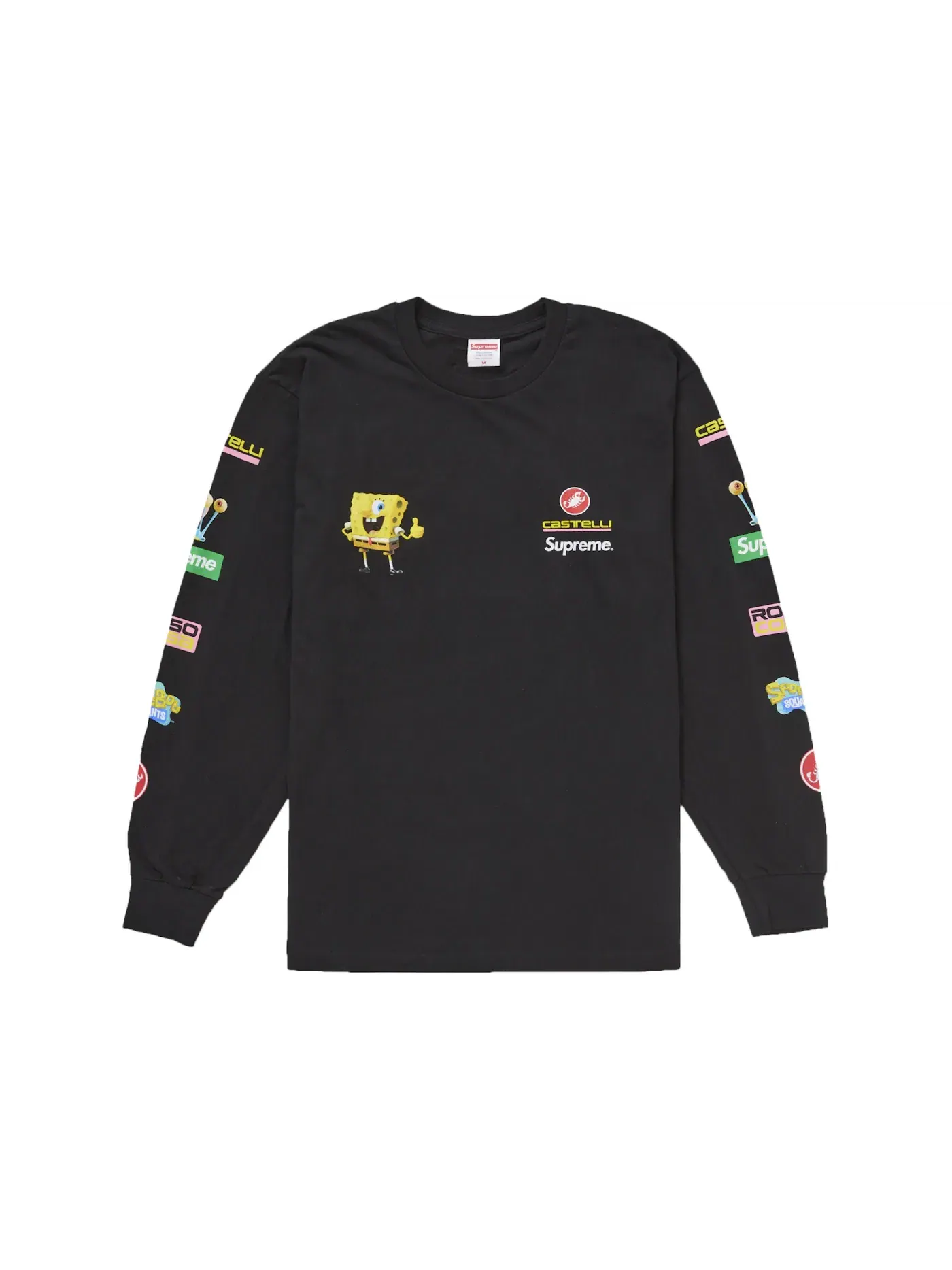 Мужская футболка с длинным рукавом с принтом Supreme SpongeBob/Castelli Racing L/S Tee Supreme — изображение 2 из 2, черный