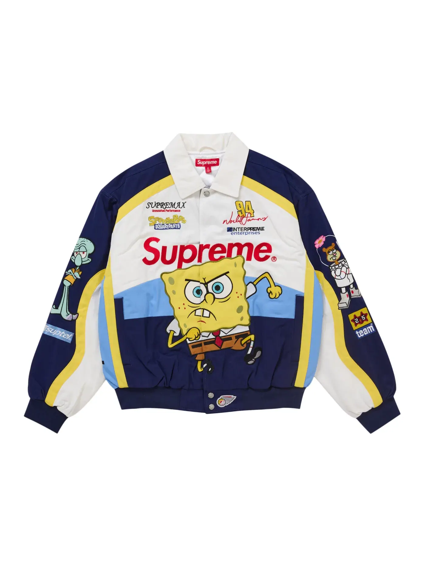 Мужская куртка с принтом SpongeBob SquarePants Jeff Hamilton Racing Jacket Supreme — изображение 1 из 3, белый