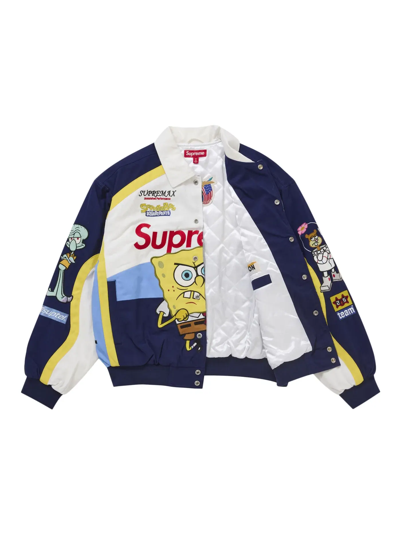 Мужская куртка с принтом SpongeBob SquarePants Jeff Hamilton Racing Jacket Supreme — изображение 2 из 3, белый