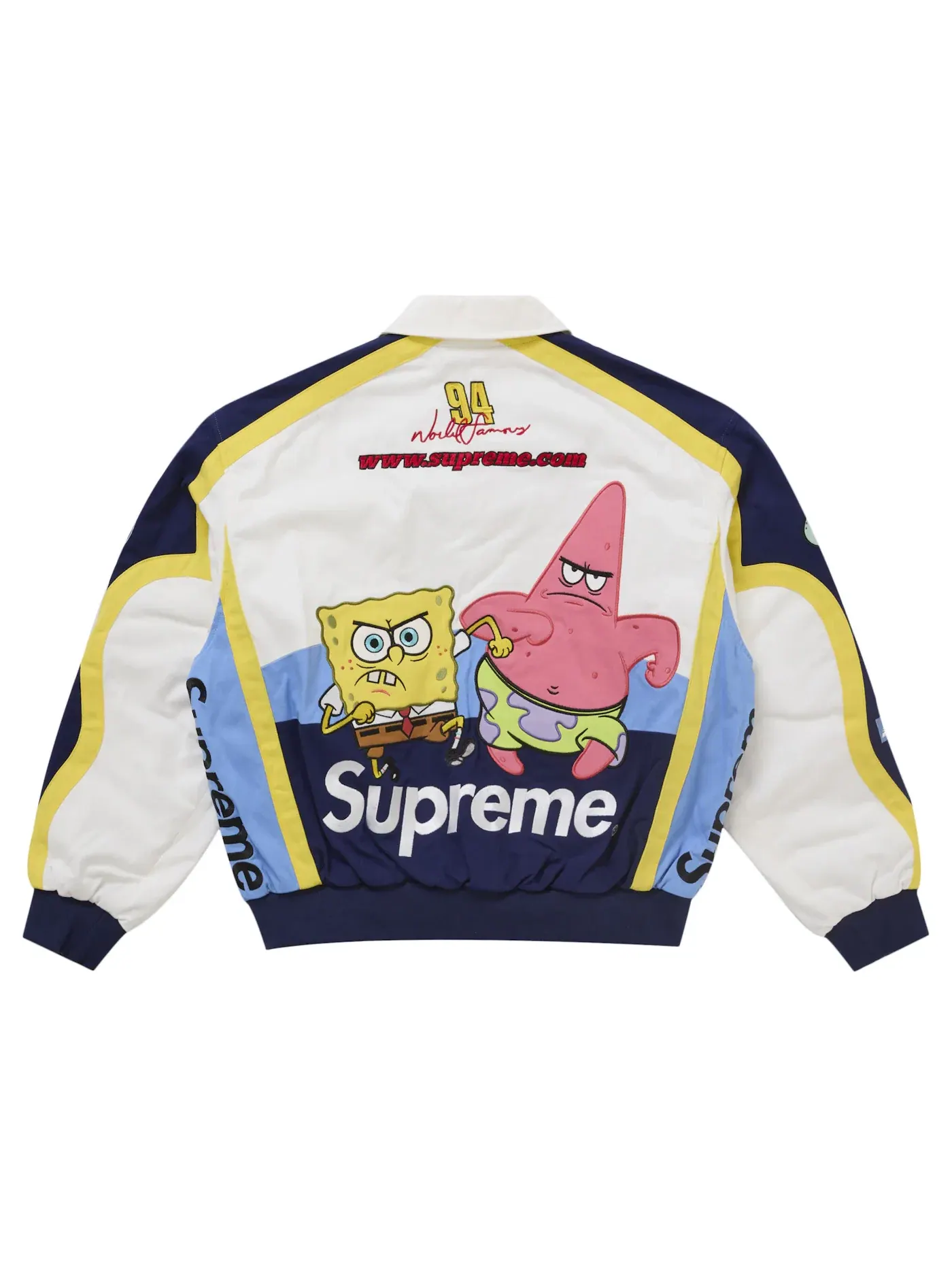 Мужская куртка с принтом SpongeBob SquarePants Jeff Hamilton Racing Jacket Supreme — изображение 3 из 3, белый