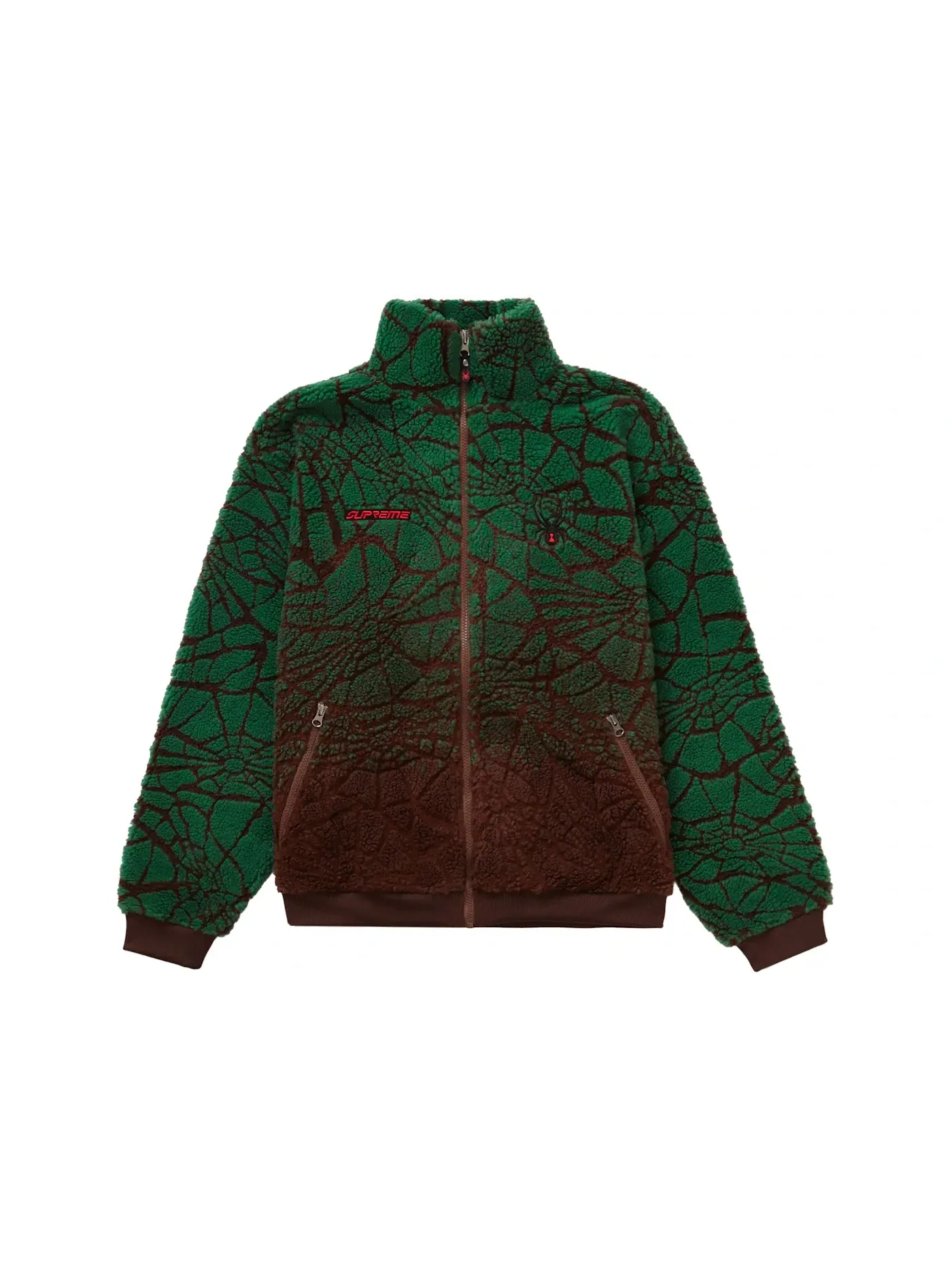 Мужская куртка из флиса с принтом Supreme Spyder Web Jacket — изображение 1 из 2, коричневый