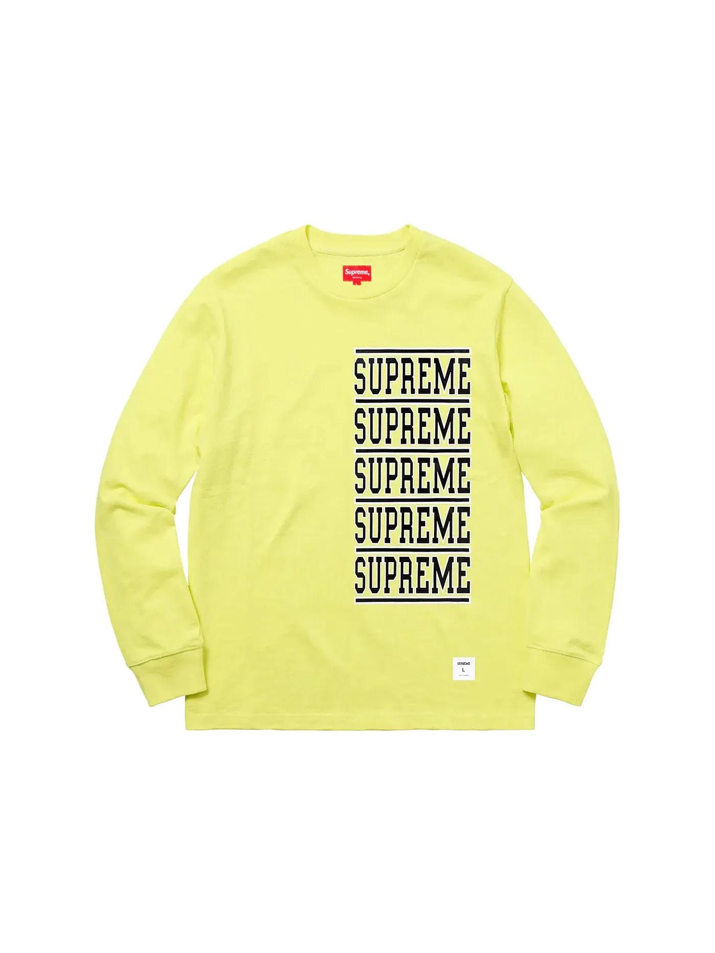 Мужская футболка с длинным рукавом Supreme Stacked L/S Top — изображение 1 из 1, желтый