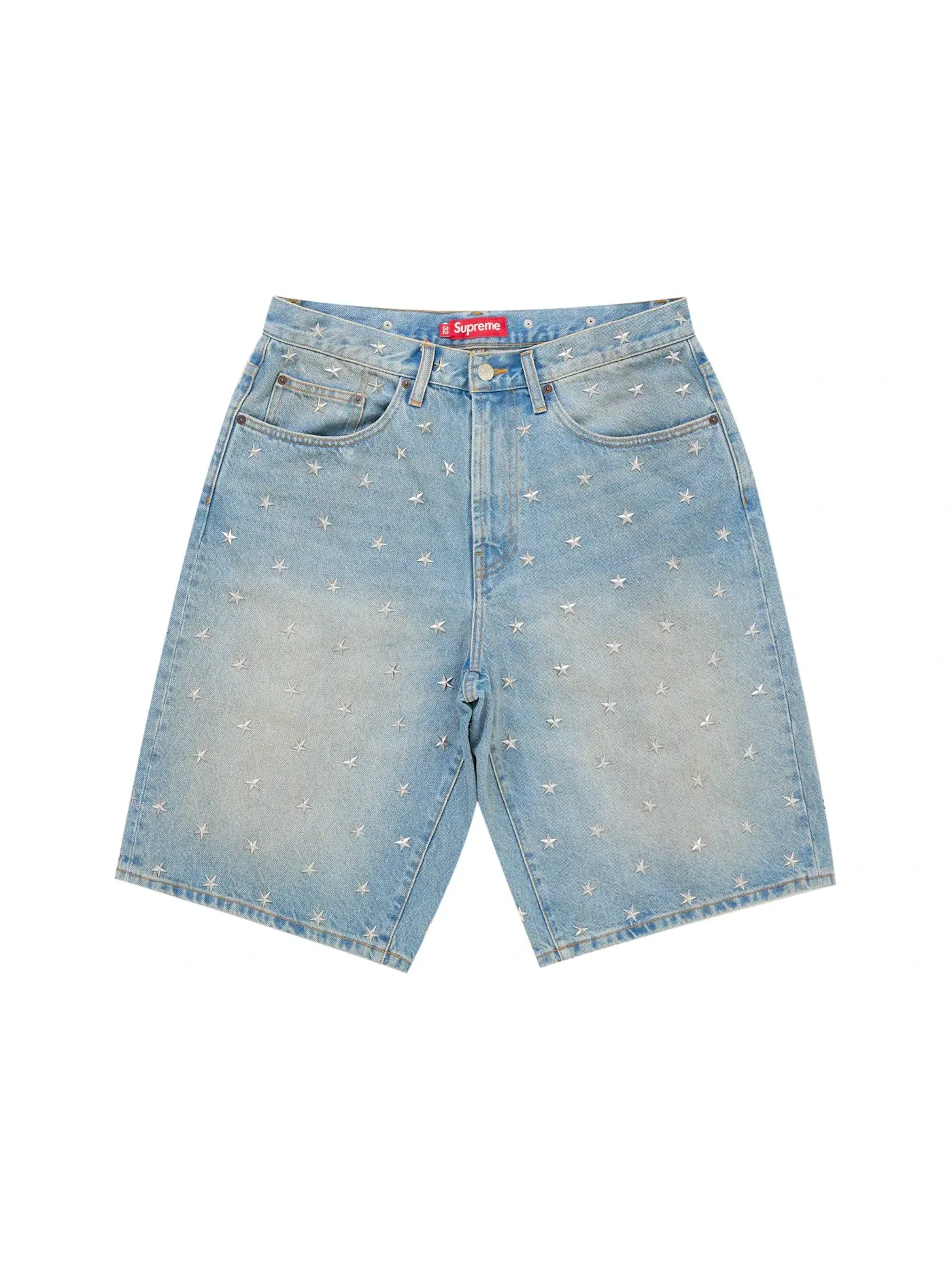Мужские шорты с металлическими шипами Supreme Stars Studded Baggy Denim Short — изображение 1 из 2, индиго