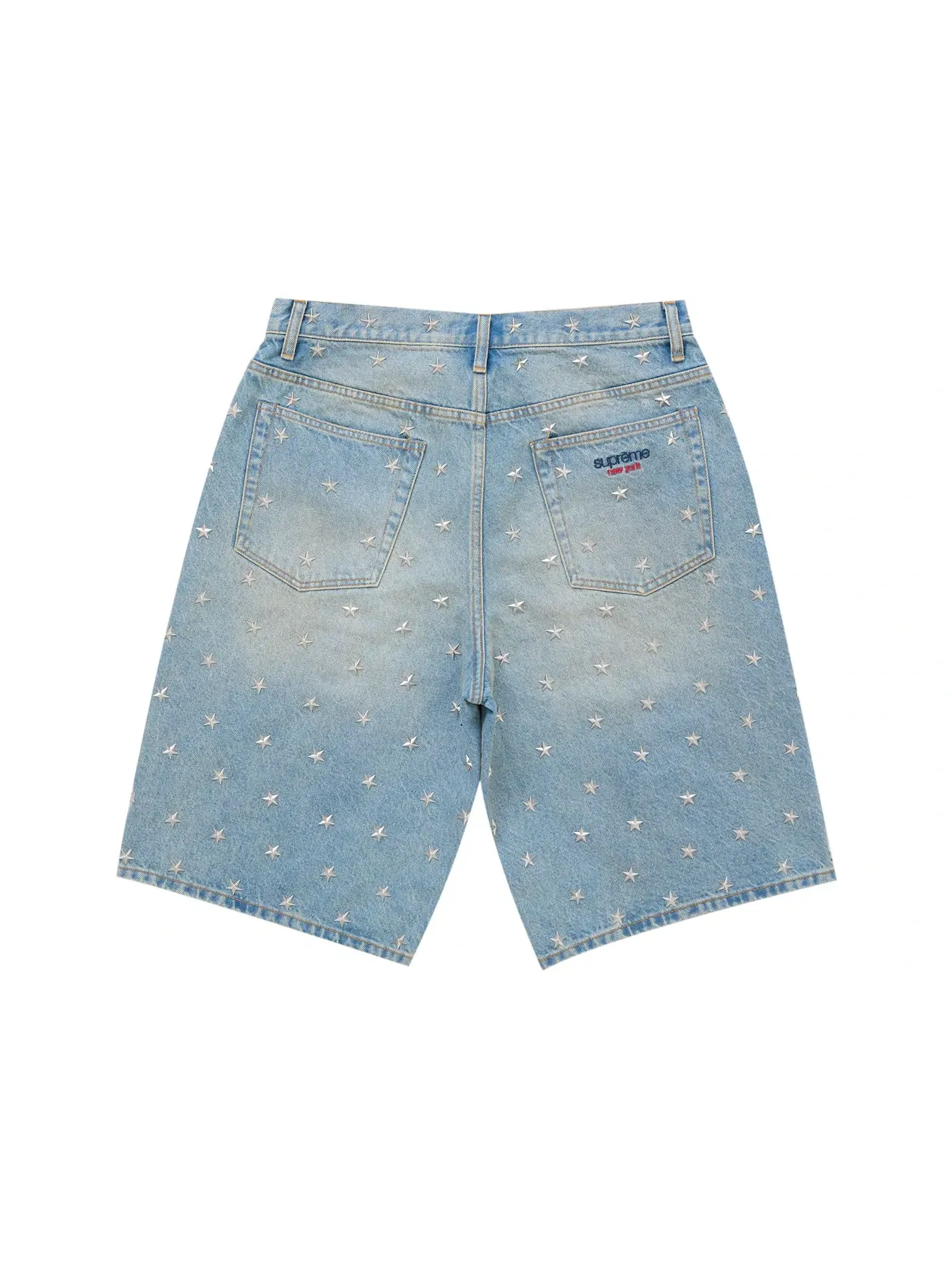 Мужские шорты с металлическими шипами Supreme Stars Studded Baggy Denim Short — изображение 2 из 2, индиго
