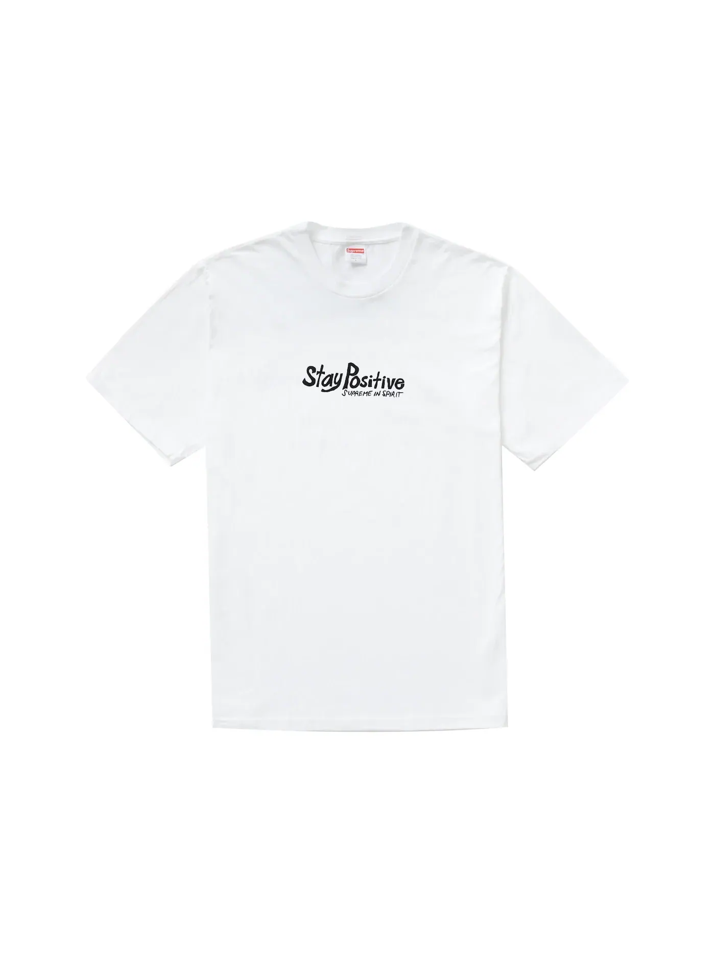 Мужская футболка с принтом Stay Positive Supreme — изображение 1 из 2, белый