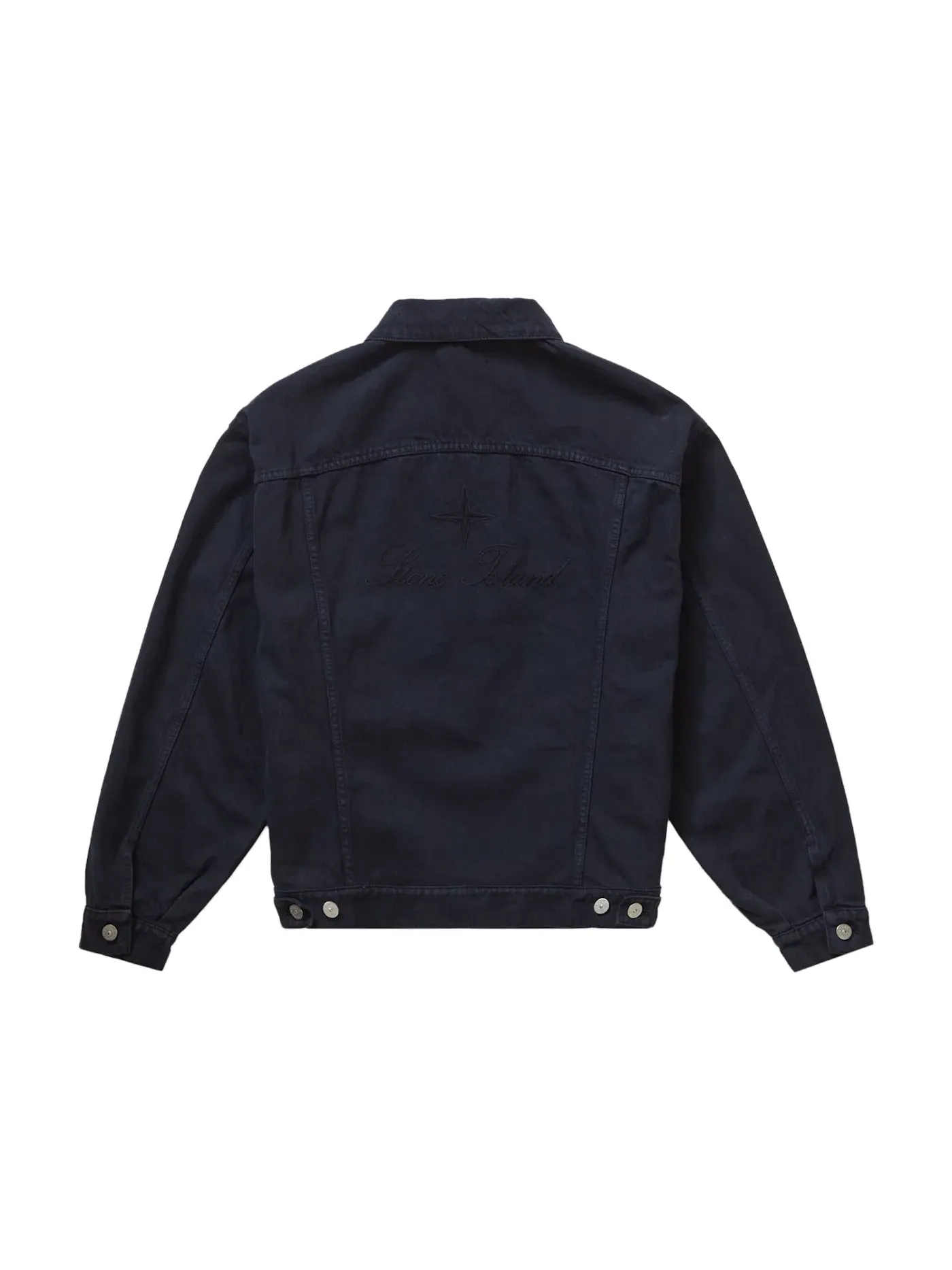 Мужская куртка-джинсовка с принтом Supreme Stone Island Denim Trucker Jacket — изображение 2 из 2, темно-синий