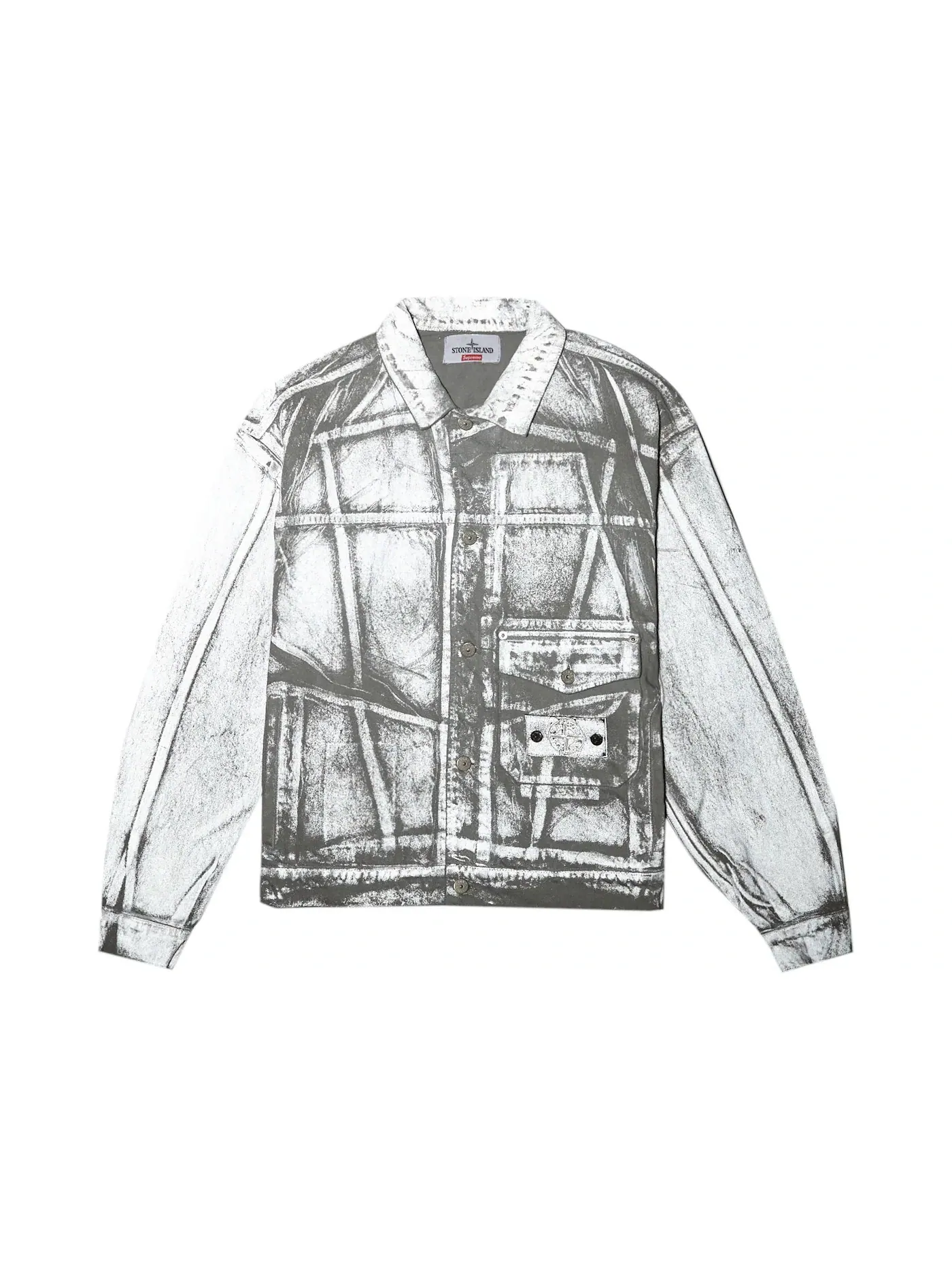 Мужская джинсовая куртка-тракер с принтом Reflective Supreme Stone Island Jacket — изображение 1 из 4, прозрачный