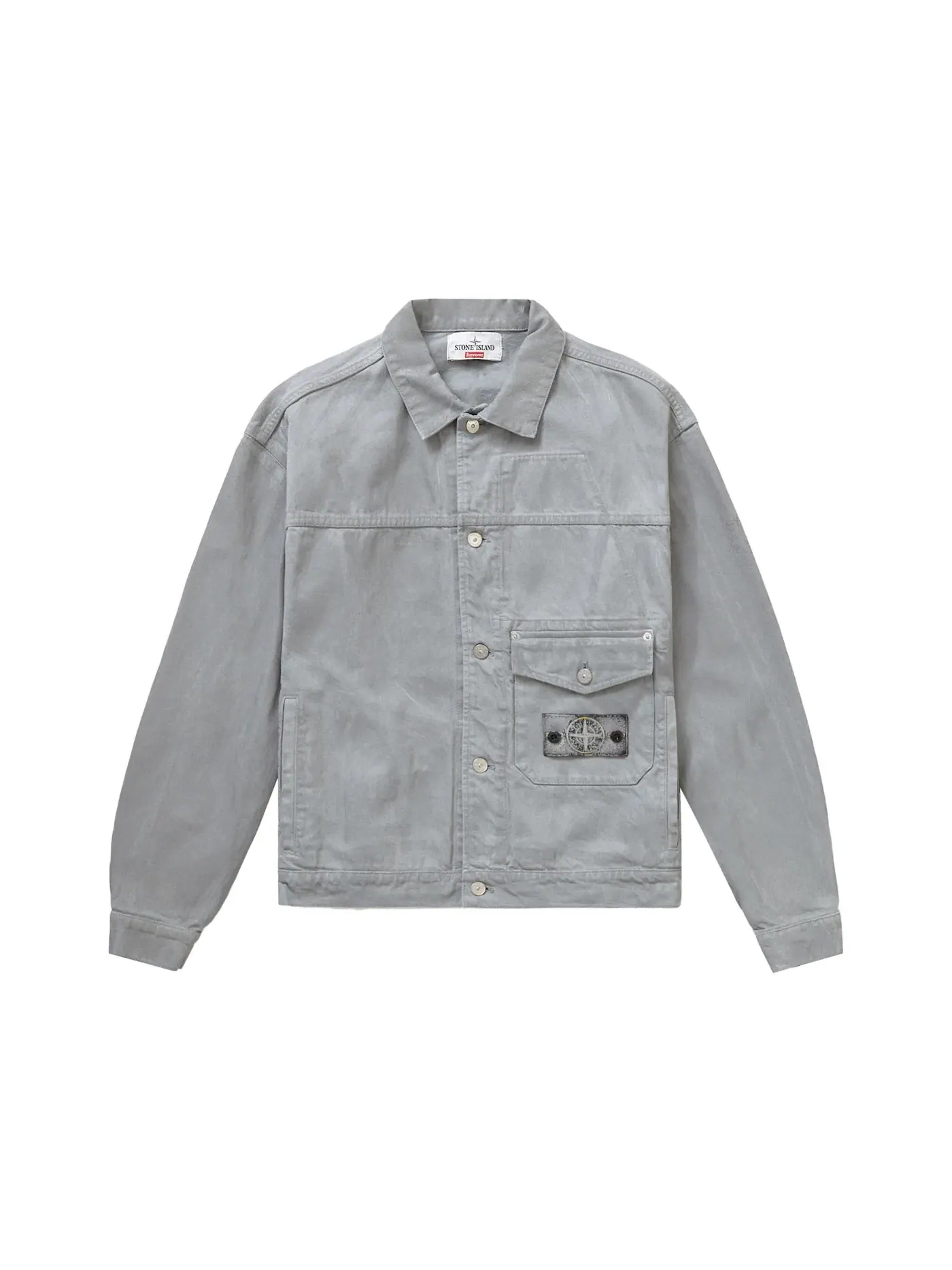 Мужская джинсовая куртка-тракер с принтом Reflective Supreme Stone Island Jacket — изображение 2 из 4, прозрачный