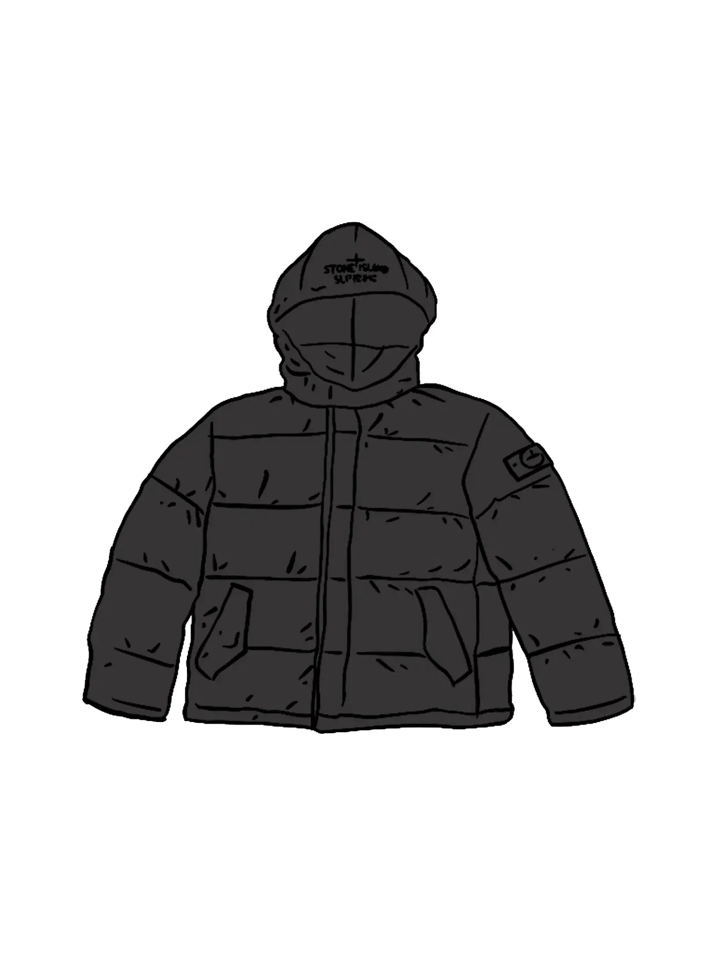 Мужская куртка с принтом Painted Camo Crinkle Down Jacket Supreme — изображение 1 из 1, черный