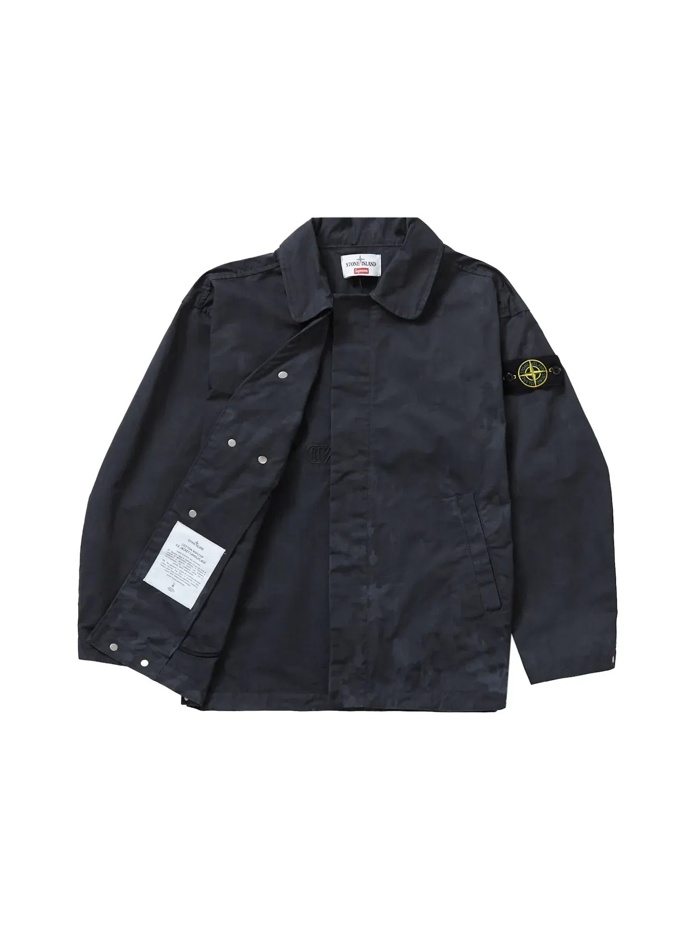 Мужская куртка с реактивным камуфляжным принтом Supreme Stone Island Jacket — изображение 2 из 3, черный
