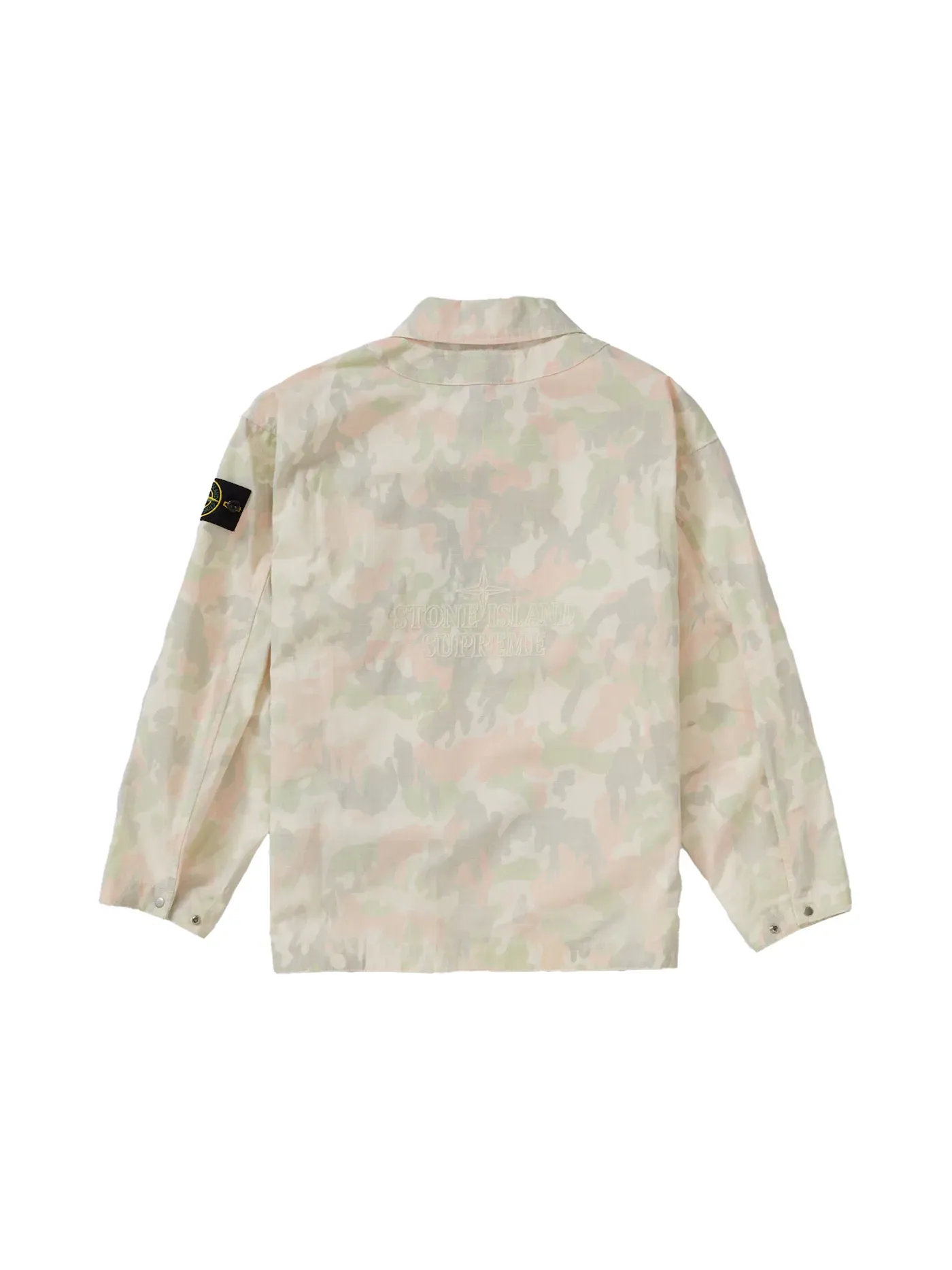 Мужская куртка с камуфляжным принтом Supreme Stone Island Reactive Ice Camo Ripstop Jacket — изображение 3 из 3, бежевый