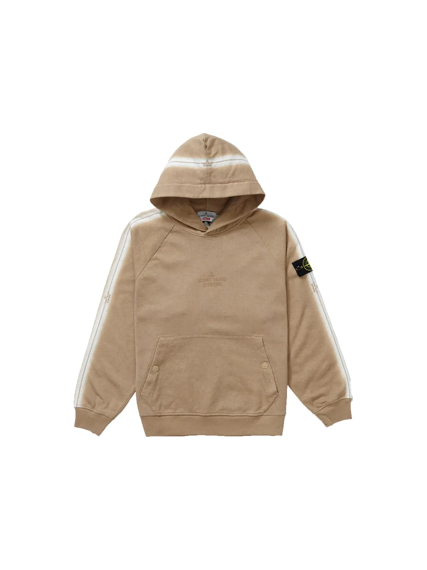 Мужской худи с принтом Supreme Stone Island Stripe — изображение 1 из 1, бежевый