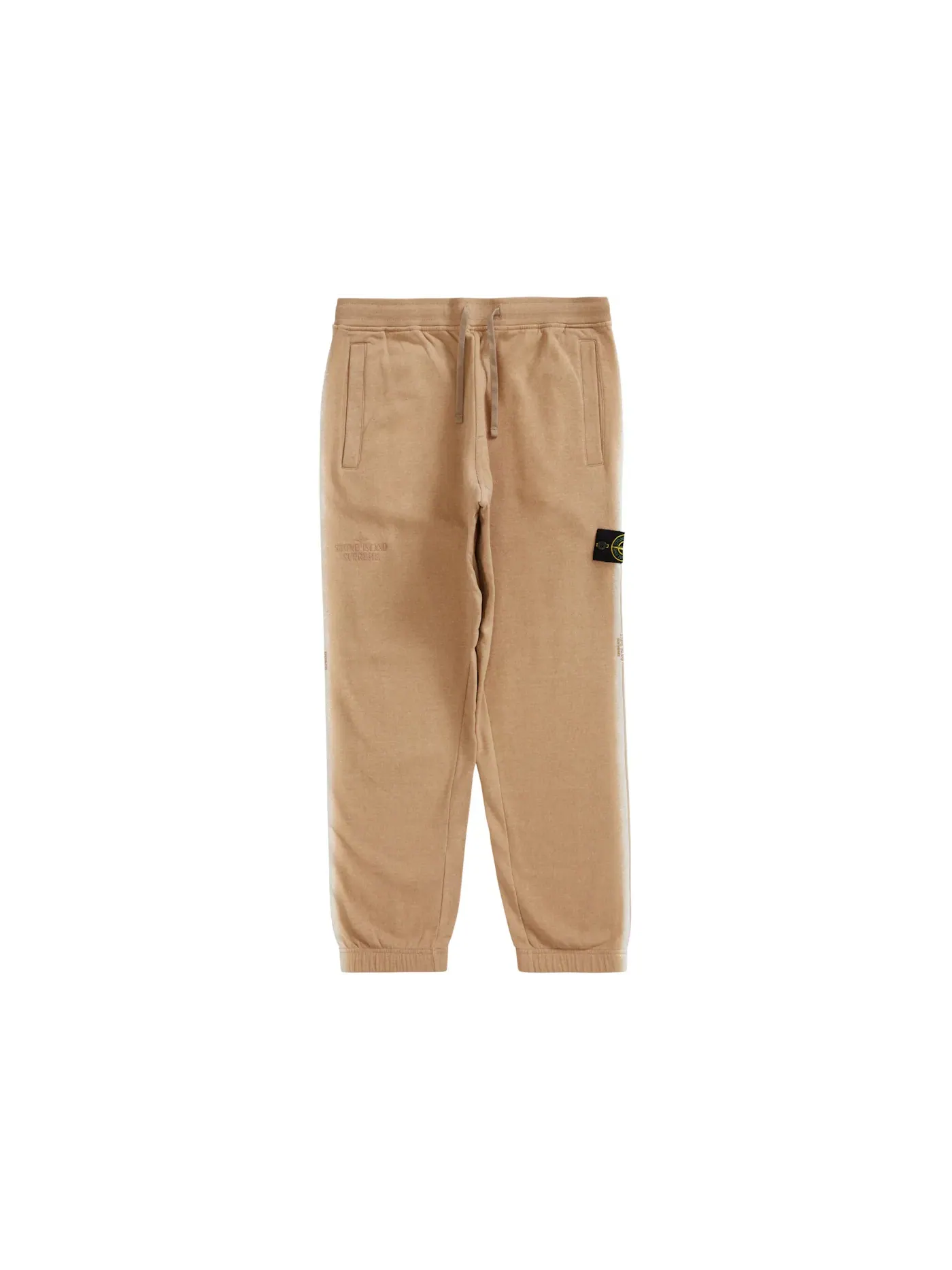Мужские спортивные штаны с полосками Supreme Stone Island Stripe Sweatpant — изображение 1 из 2, бежевый