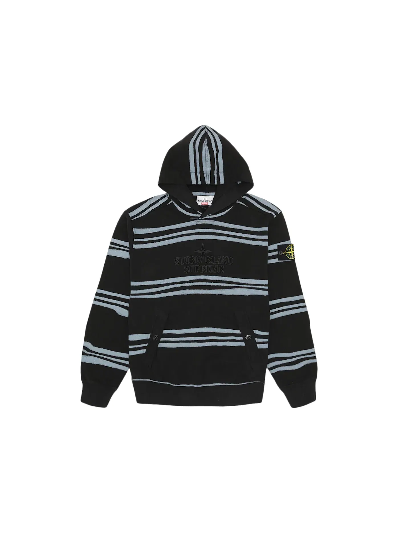 Мужская худи с полосками Stone Island Warp Stripe Supreme — изображение 1 из 2, черный