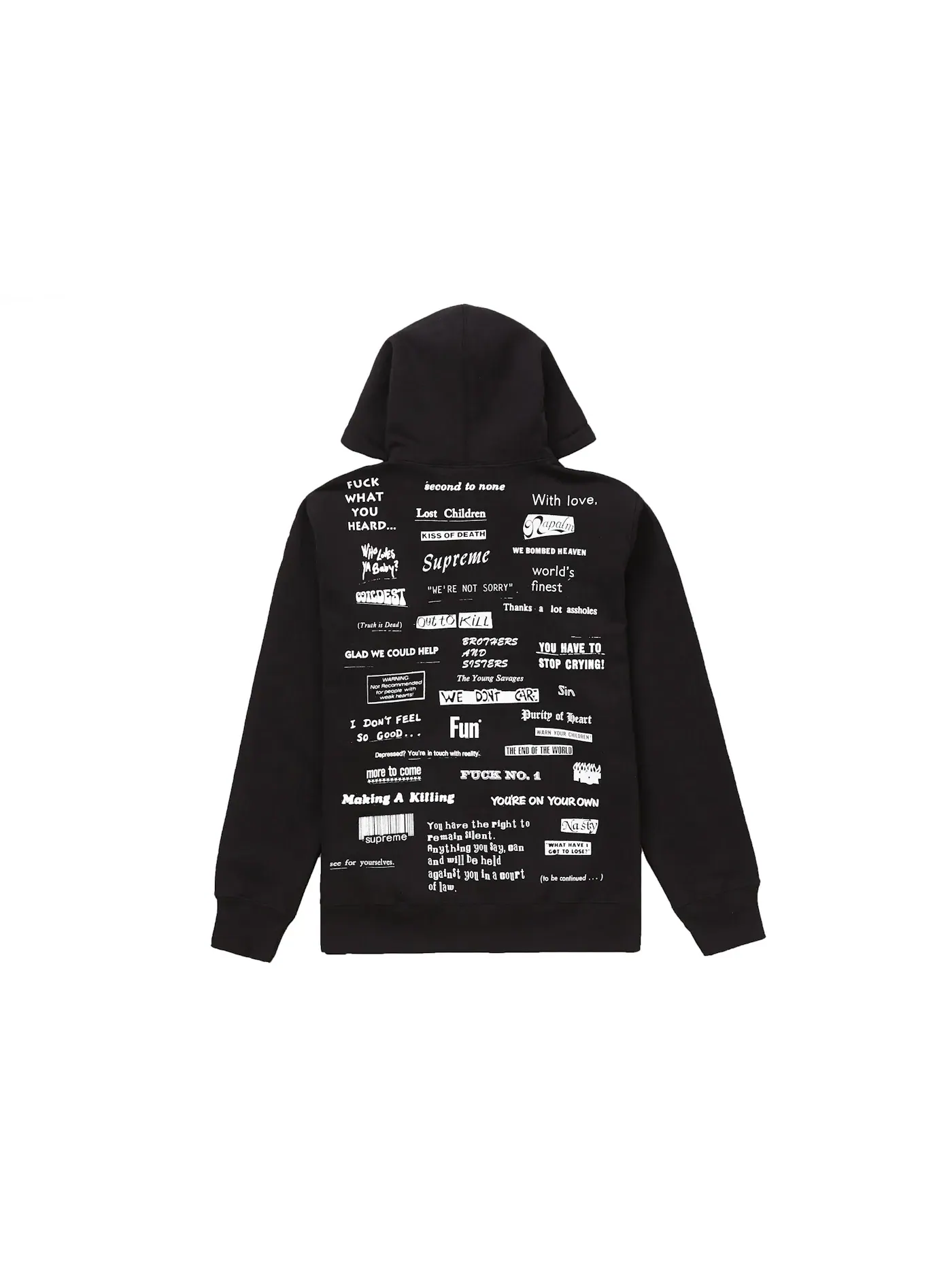 Мужская худи с принтом Stop Crying Supreme — изображение 2 из 2, черный