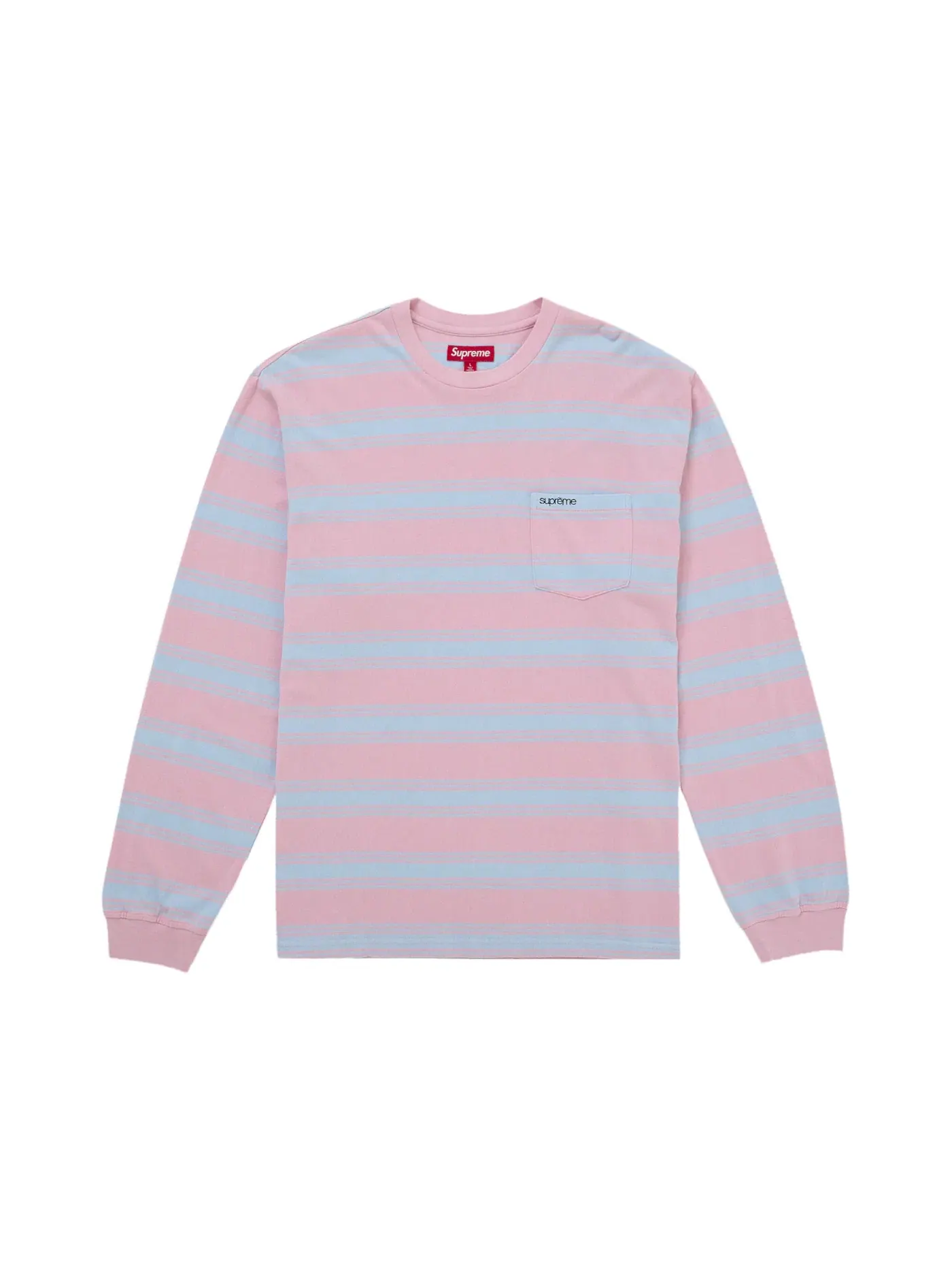 Мужская футболка с длинным рукавом Supreme Supreme Stripe Pocket L/S Top Pink — изображение 1 из 1