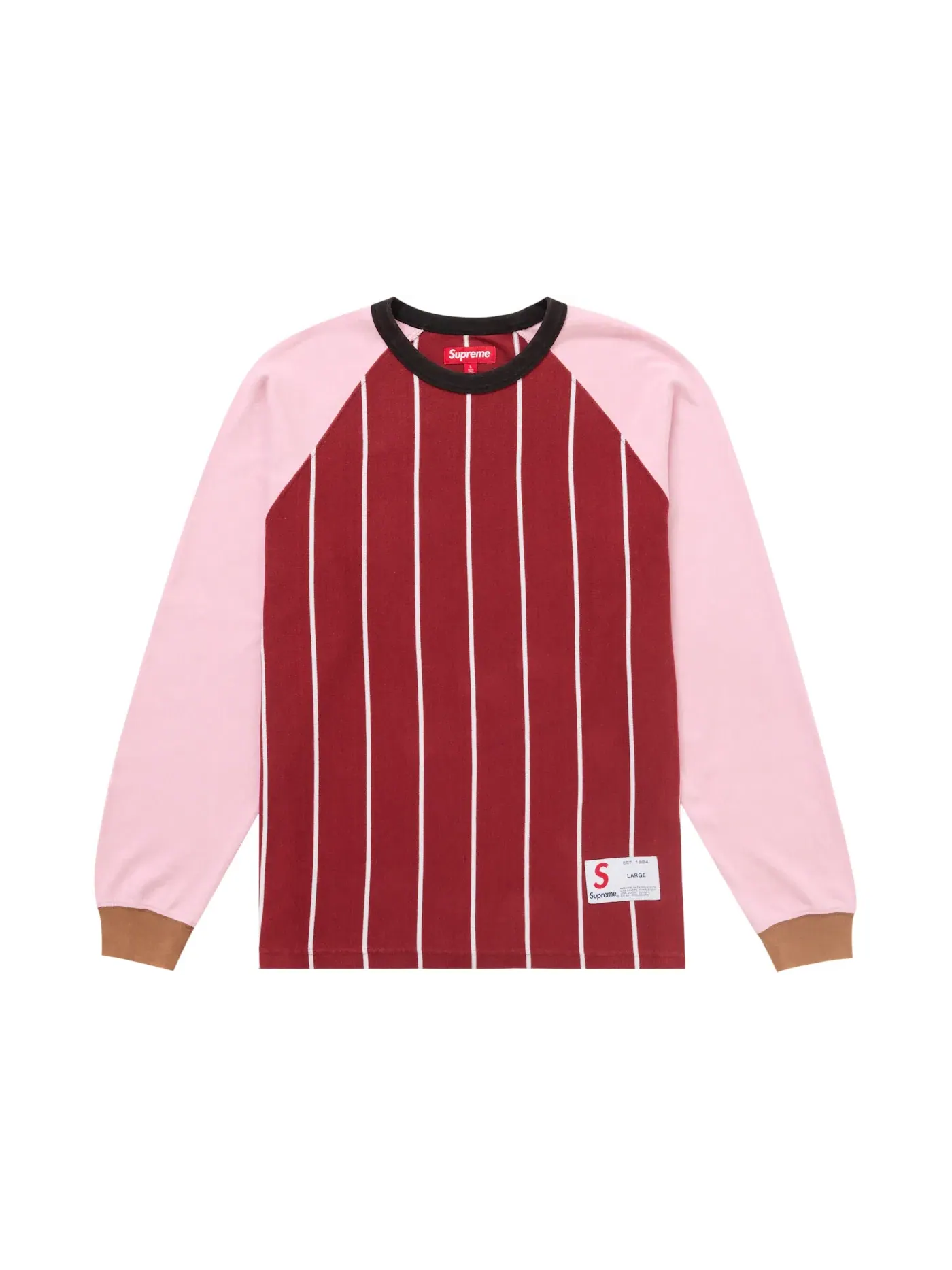Мужской лонгслив с принтом Supreme Stripe Raglan Top Supreme — изображение 2 из 2, коричневый
