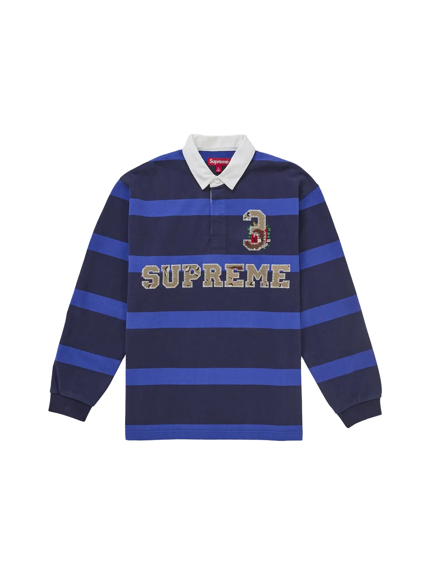 Мужская рубашка-поло с полосками Supreme Rugby (FW25) — изображение 1 из 2, темно-синий