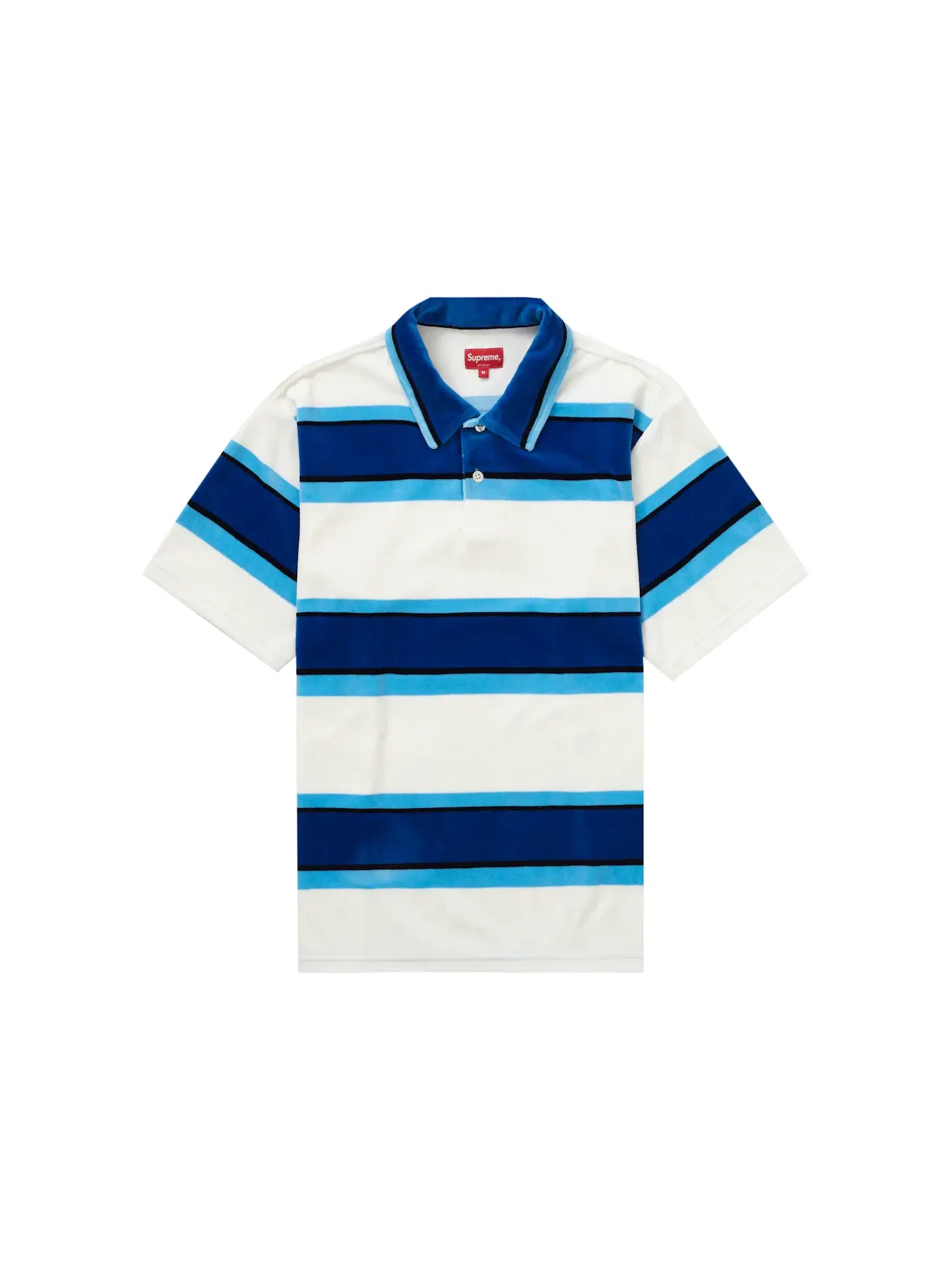 Мужское поло с принтом Supreme Stripe Velour Supreme — изображение 1 из 2, белый