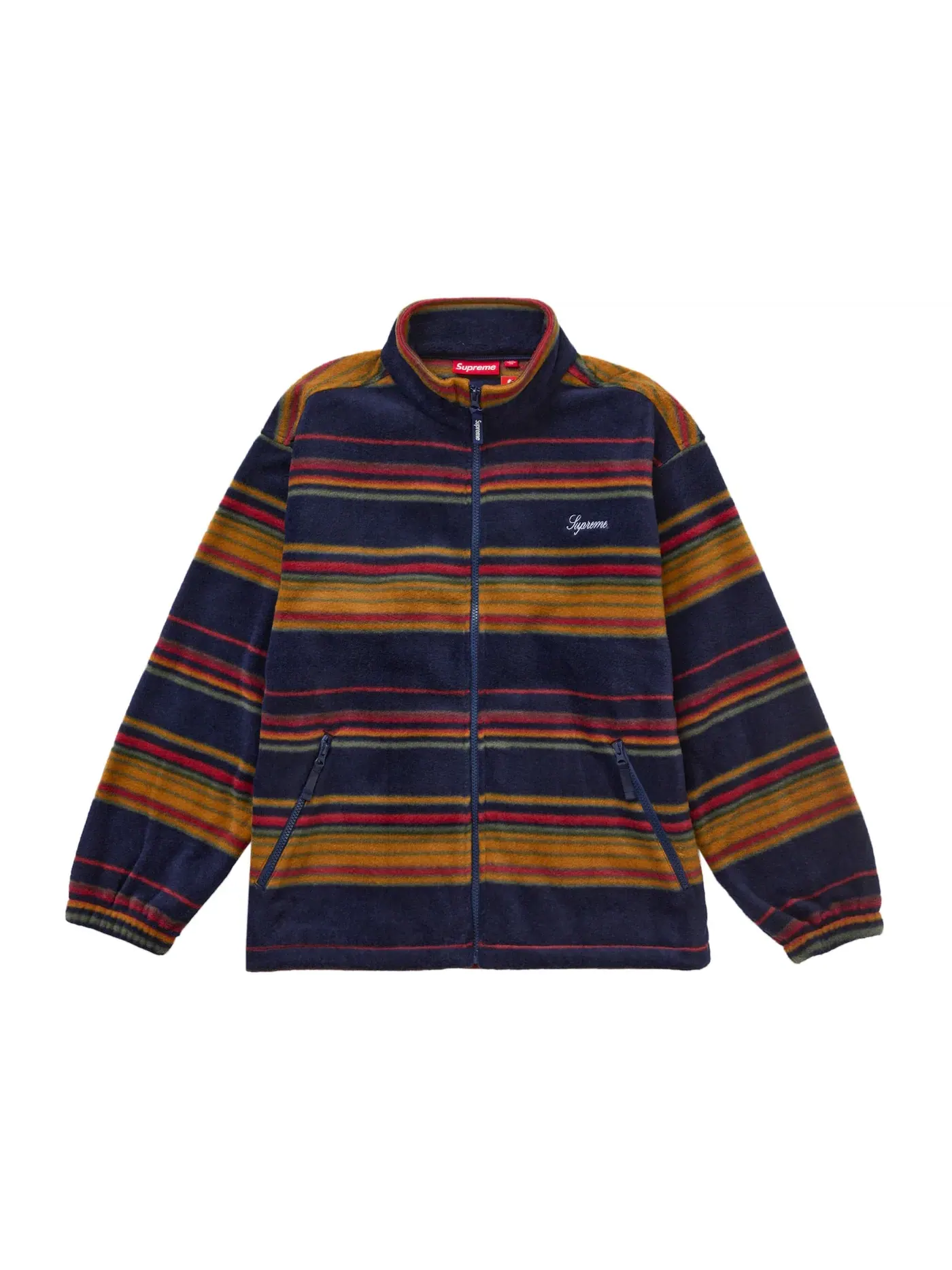 Мужская куртка-флис на молнии Supreme Stripe Zip Up Fleece Jacket Supreme — изображение 1 из 2, темно-синий