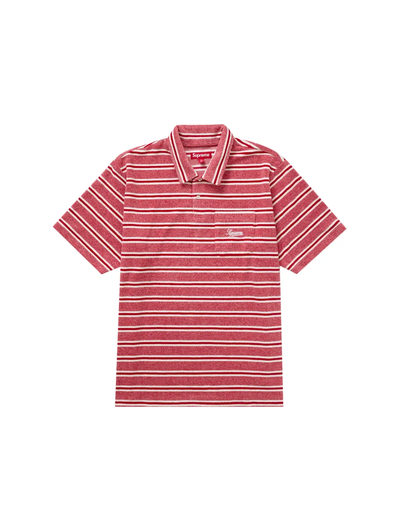 Мужская футболка-поло с полоской из футера Supreme Polo — изображение 1 из 1, красный