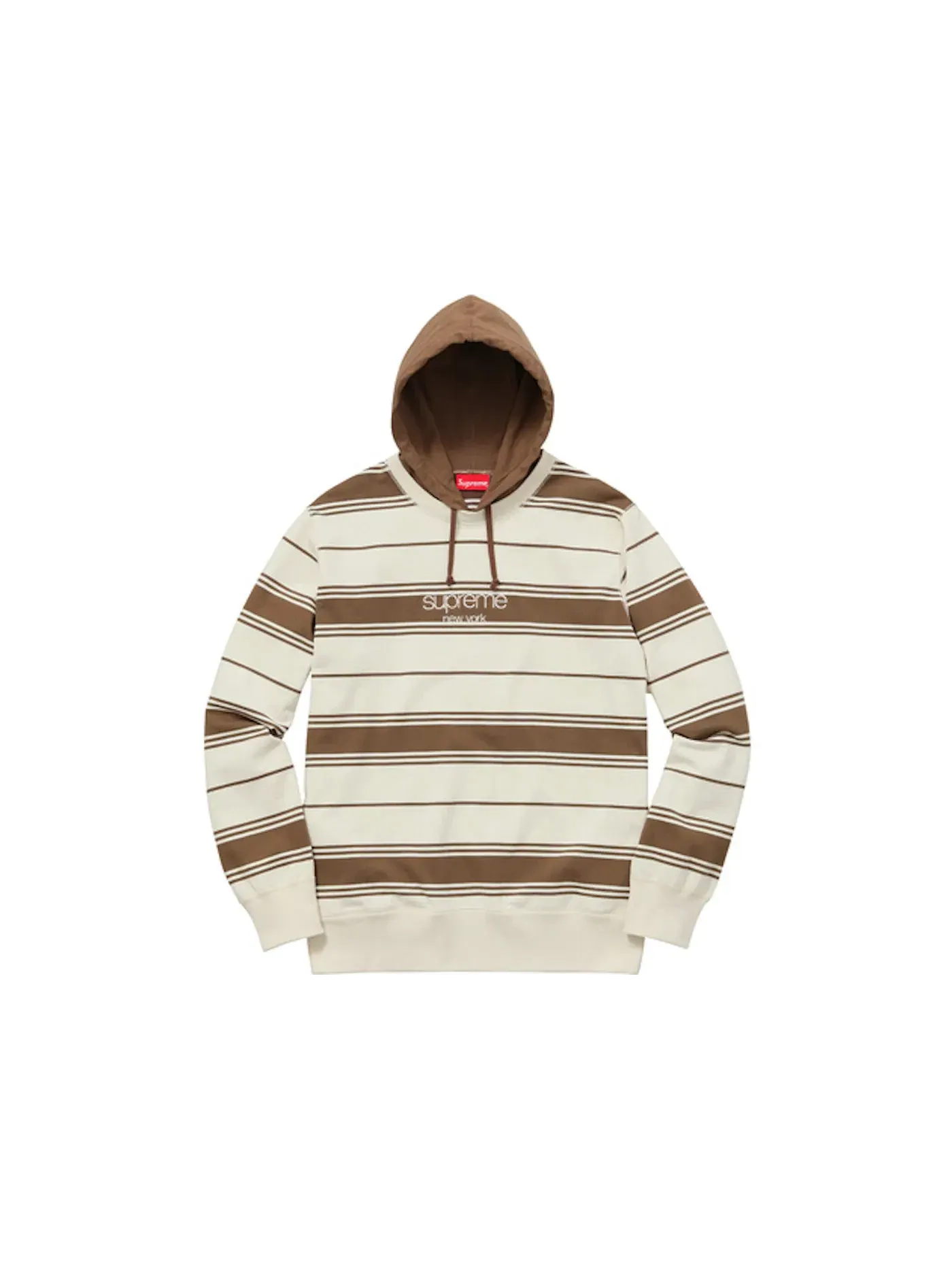 Мужская худи с капюшоном в полоску Supreme Crewneck — изображение 1 из 1, коричневый