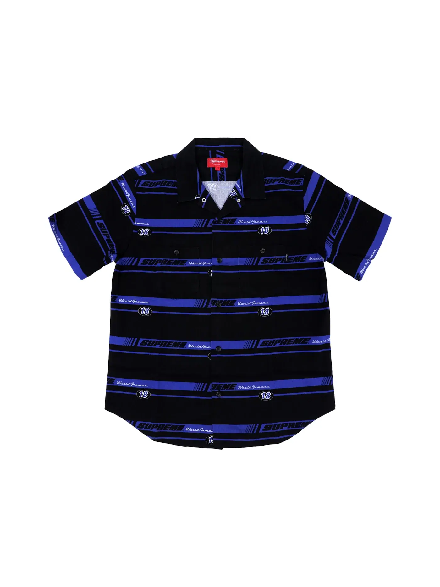 Мужская рубашка с полосатым принтом Racing Work Shirt Supreme — изображение 1 из 1, черный