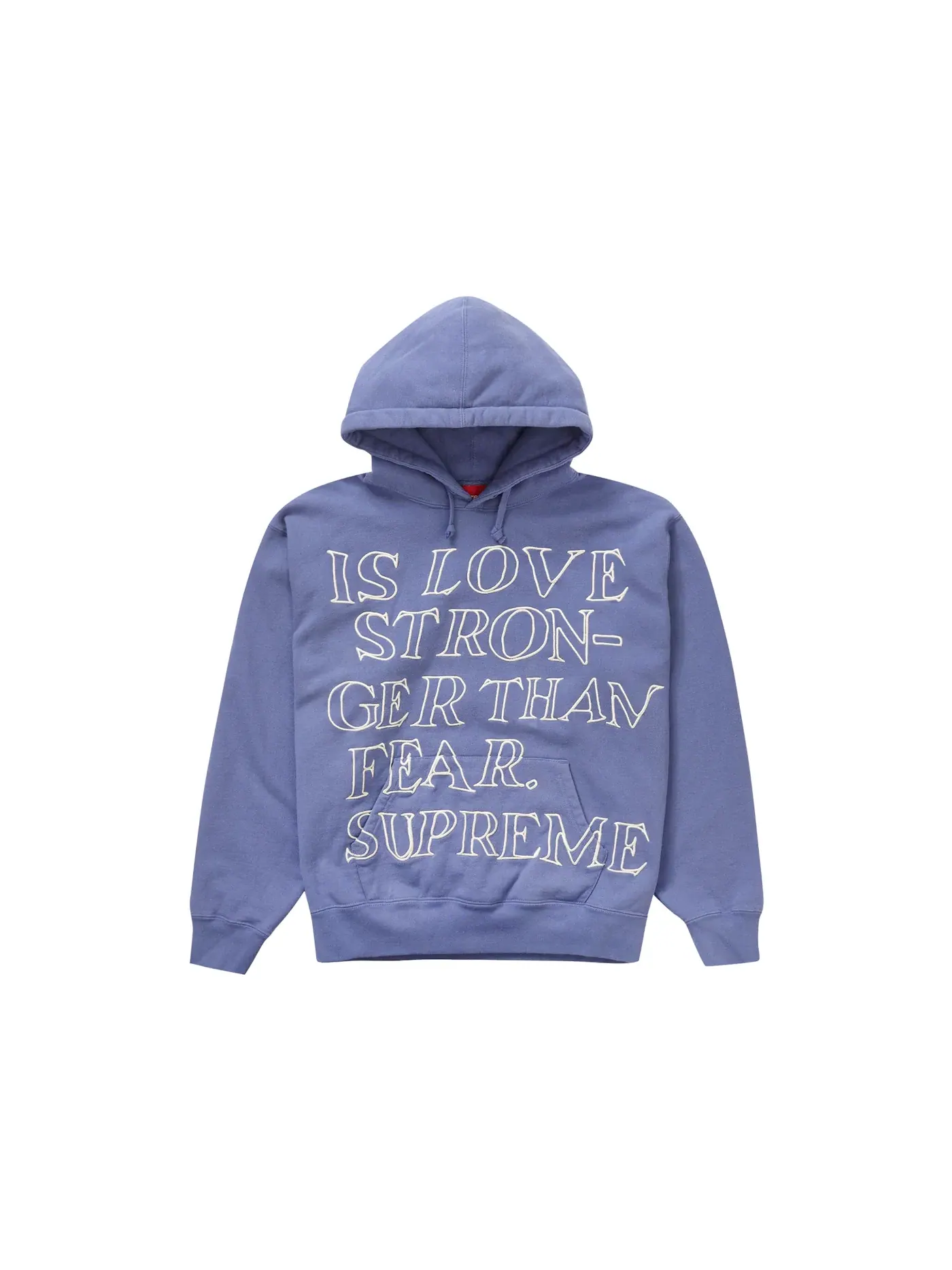 Мужская худи с капюшоном с принтом Supreme Stronger Than Fear — изображение 1 из 1, светлый фиолетовый