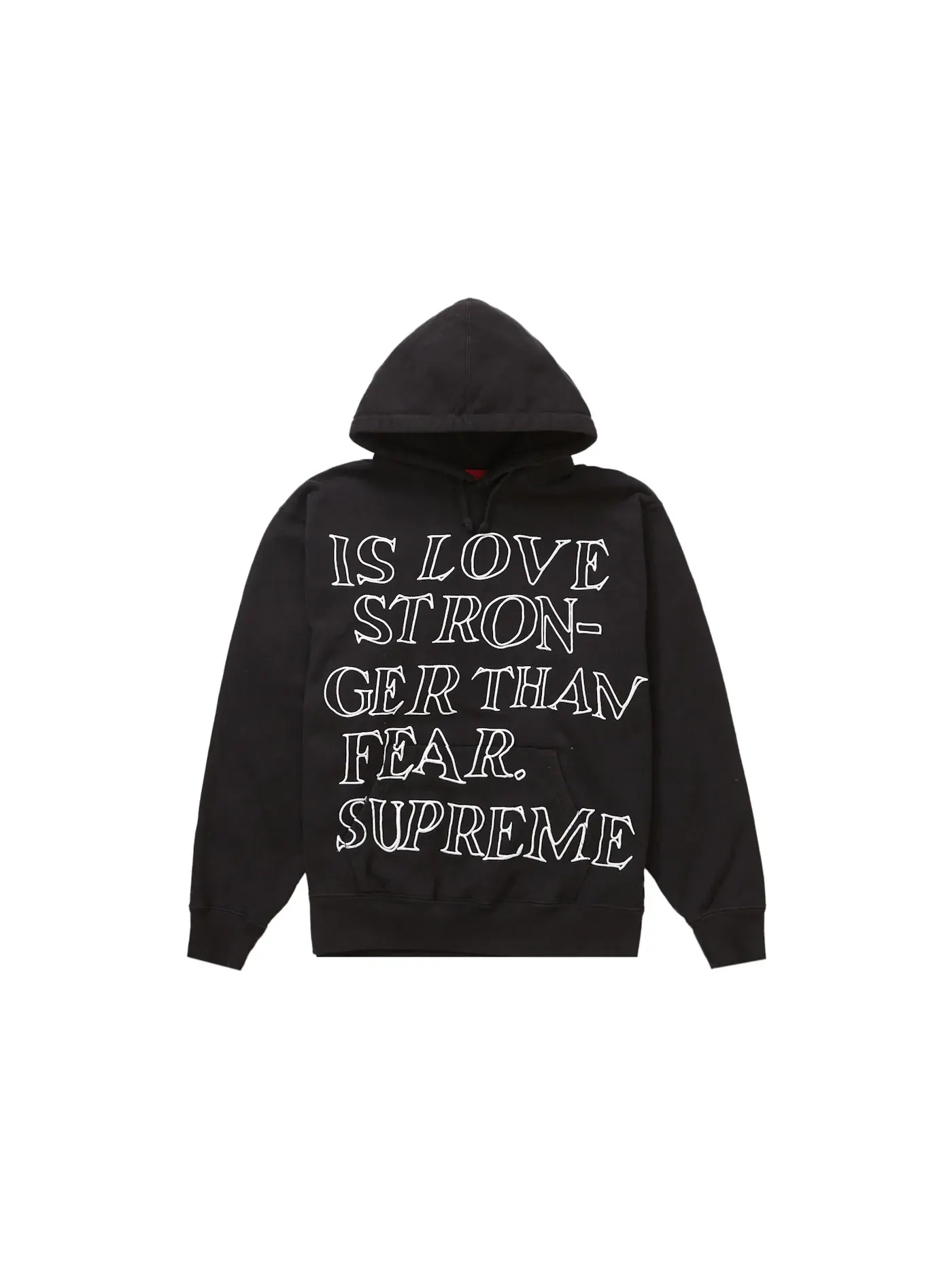 Мужская худи с принтом Supreme Stronger Than Fear — изображение 1 из 1, черный