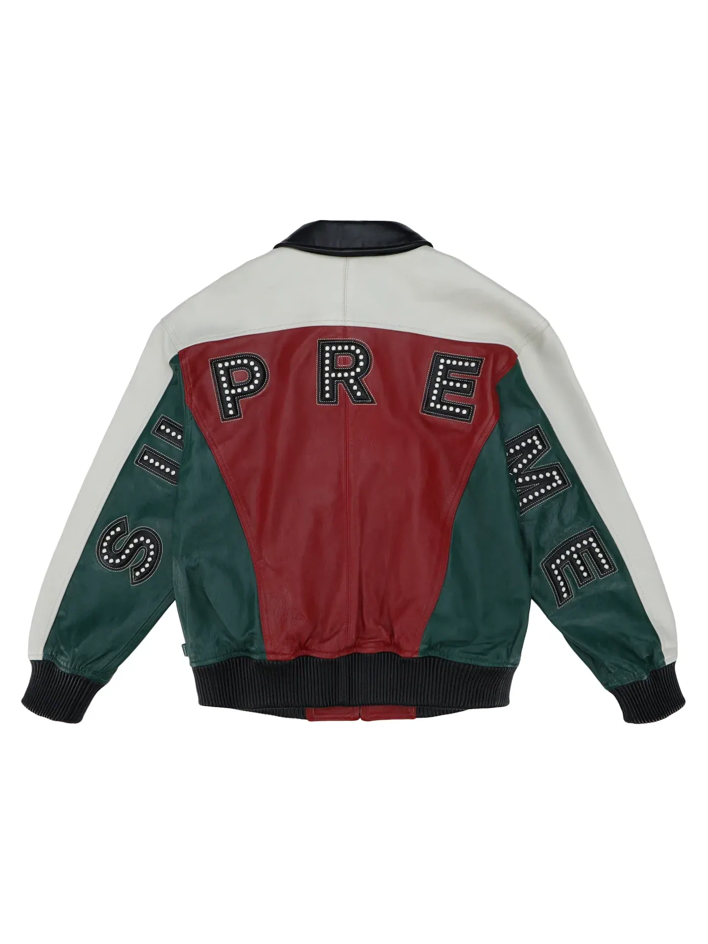 Мужская кожаная куртка с шипами Supreme — изображение 2 из 3, красный