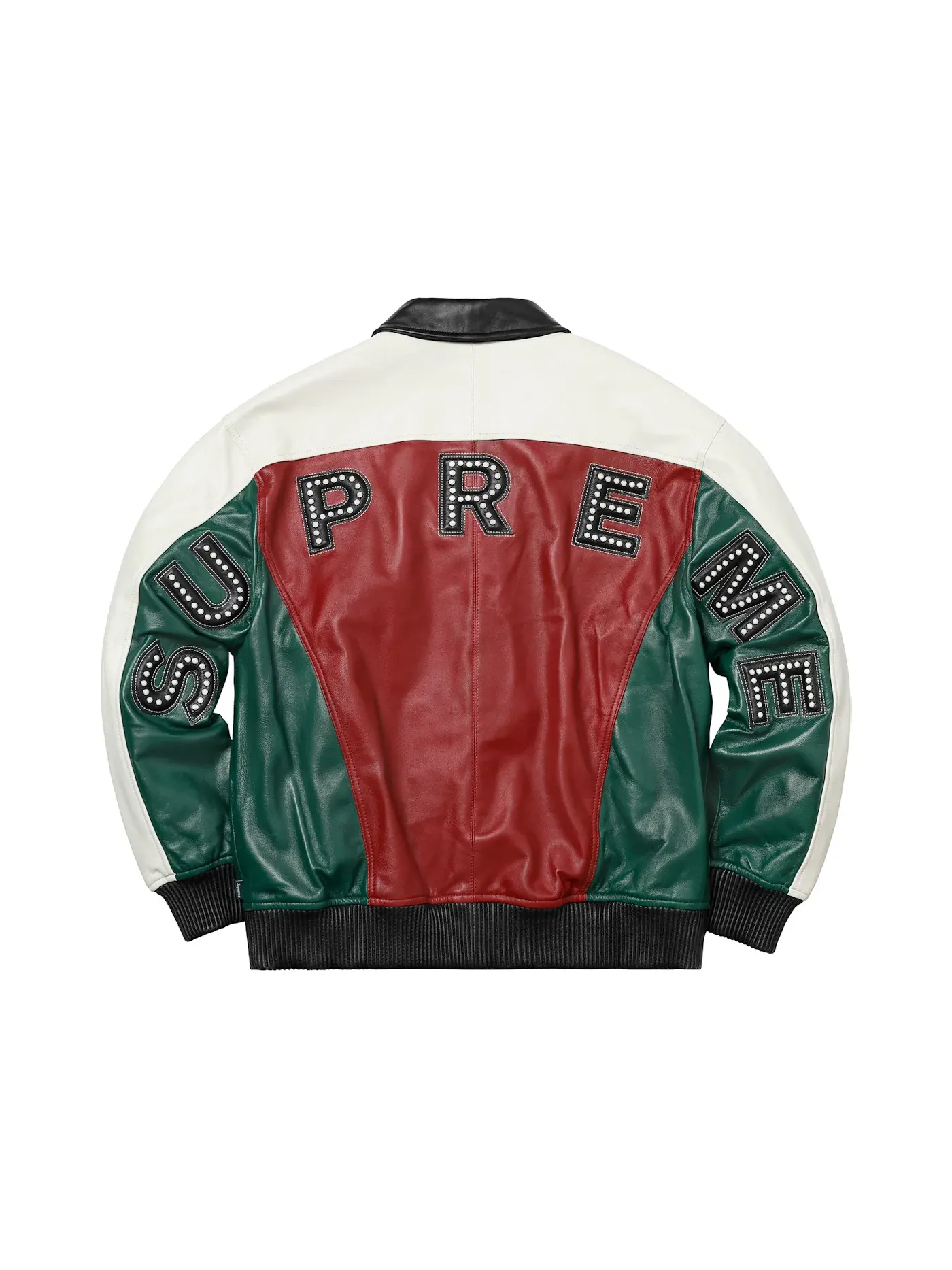 Мужская кожаная куртка с шипами Supreme — изображение 3 из 3, красный