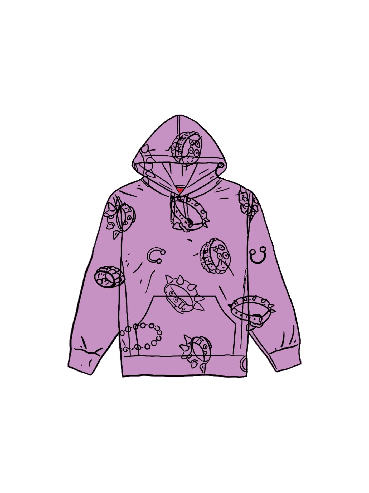 Мужской худи с принтом Supreme Hooded Sweatshirt — изображение 1 из 1, фиолетовый