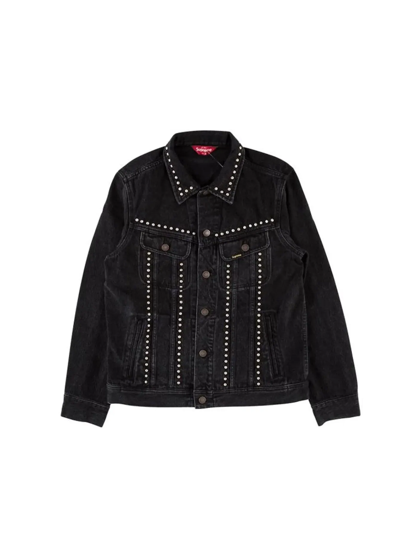 Мужская джинсовая куртка с шипами Supreme Jacket — изображение 1 из 1, черный
