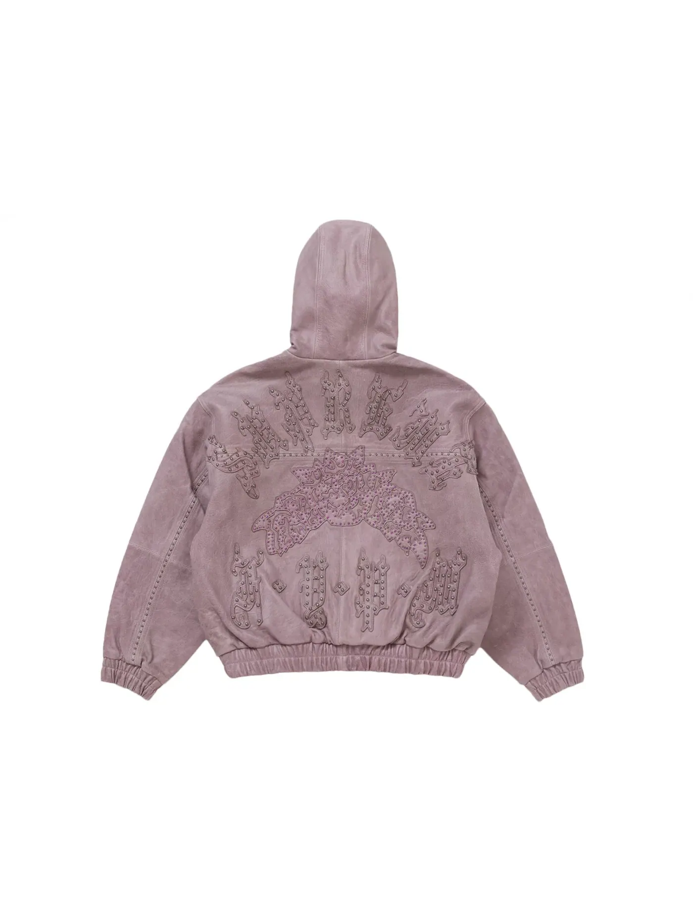 Мужская кожаная куртка с капюшоном и шипами Supreme Jacket — изображение 3 из 3, фиолетовый