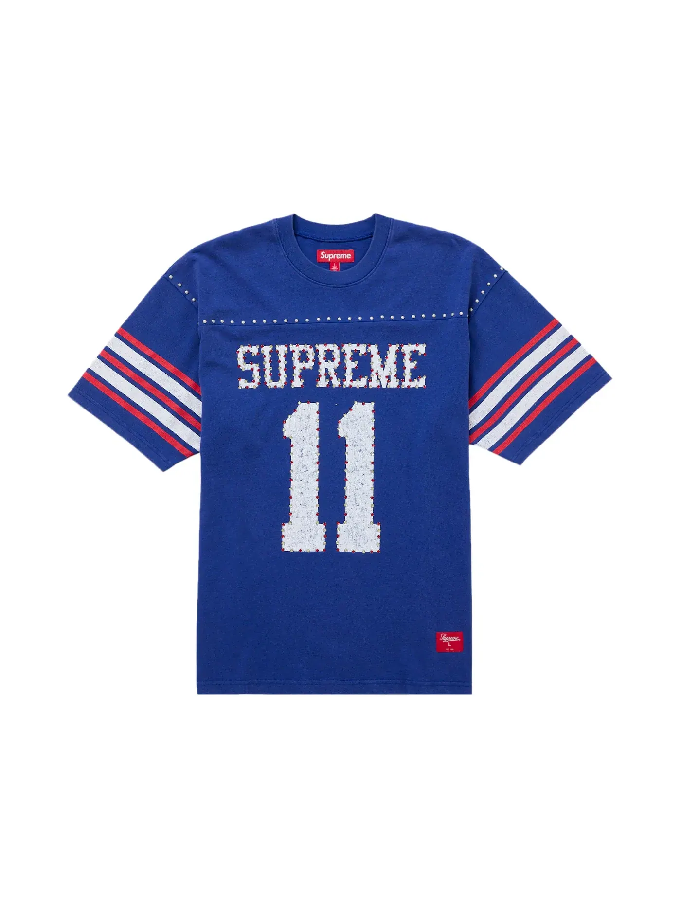 Мужская футболка с принтом и стразами Supreme Top — изображение 1 из 2, королевский