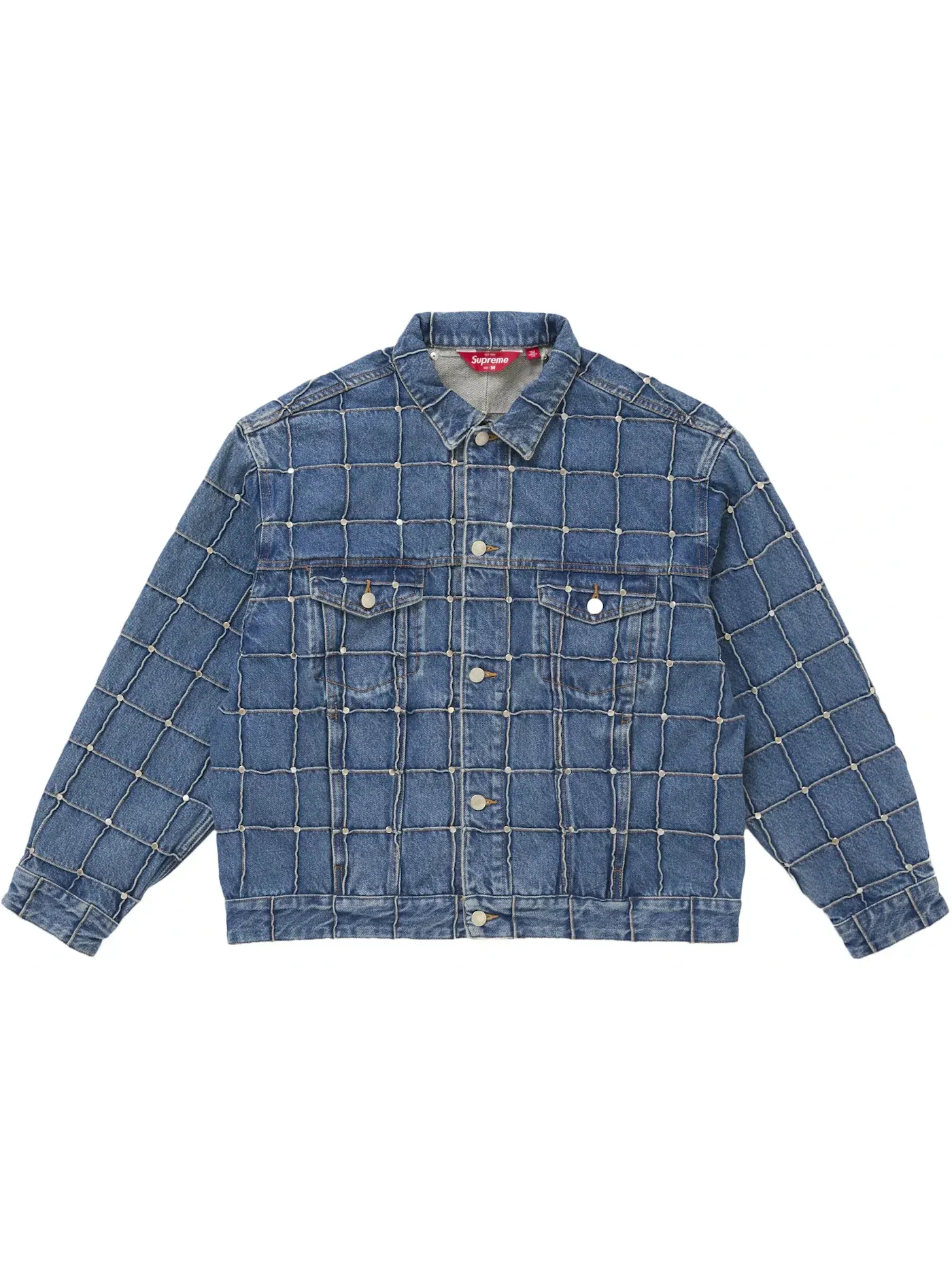 Мужская джинсовая куртка с заклепками Supreme — изображение 1 из 2, синий