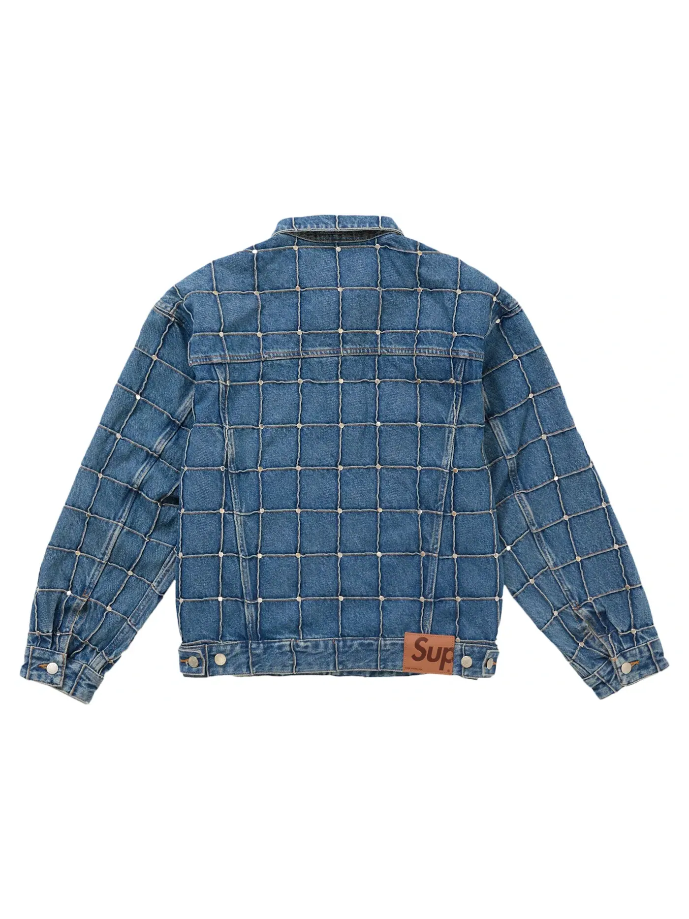Мужская джинсовая куртка с заклепками Supreme — изображение 2 из 2, синий