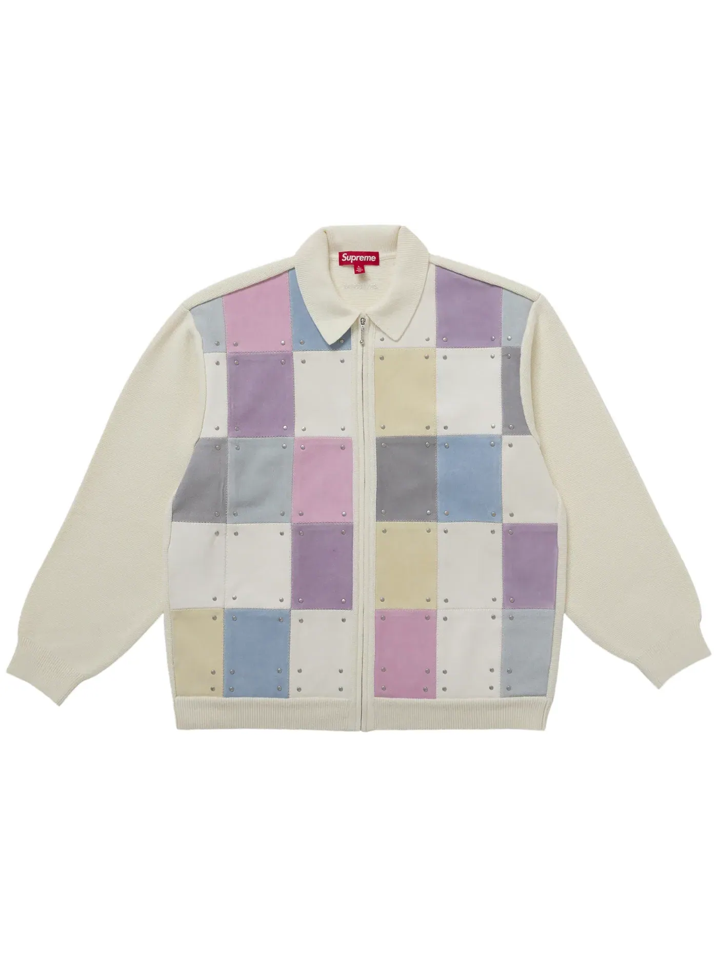 Мужской кардиган на молнии из замши с принтом Cardigan Supreme