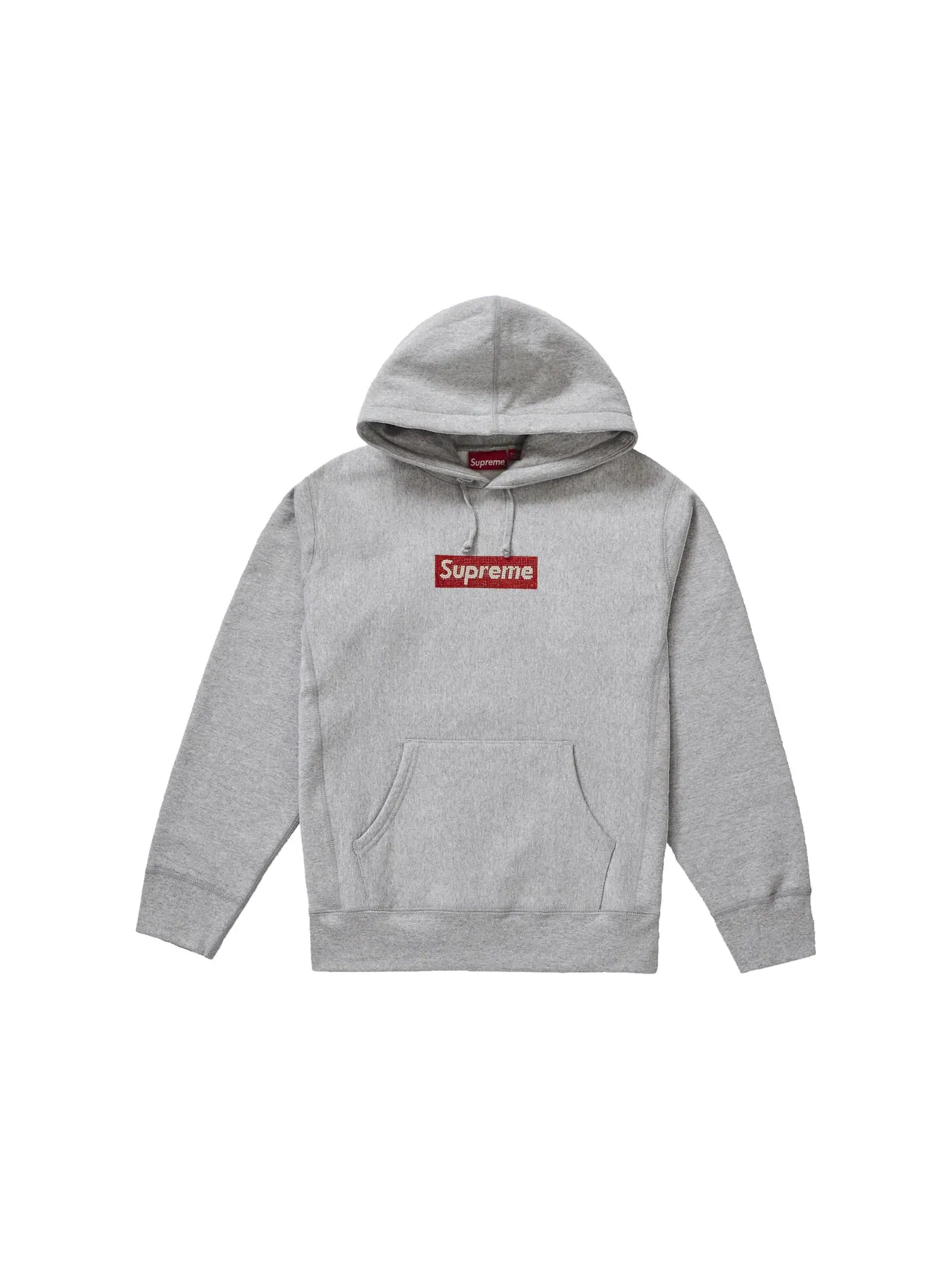 Мужской худи с принтом Supreme Swarovski Box Logo Hooded Sweatshirt — изображение 1 из 1, серый