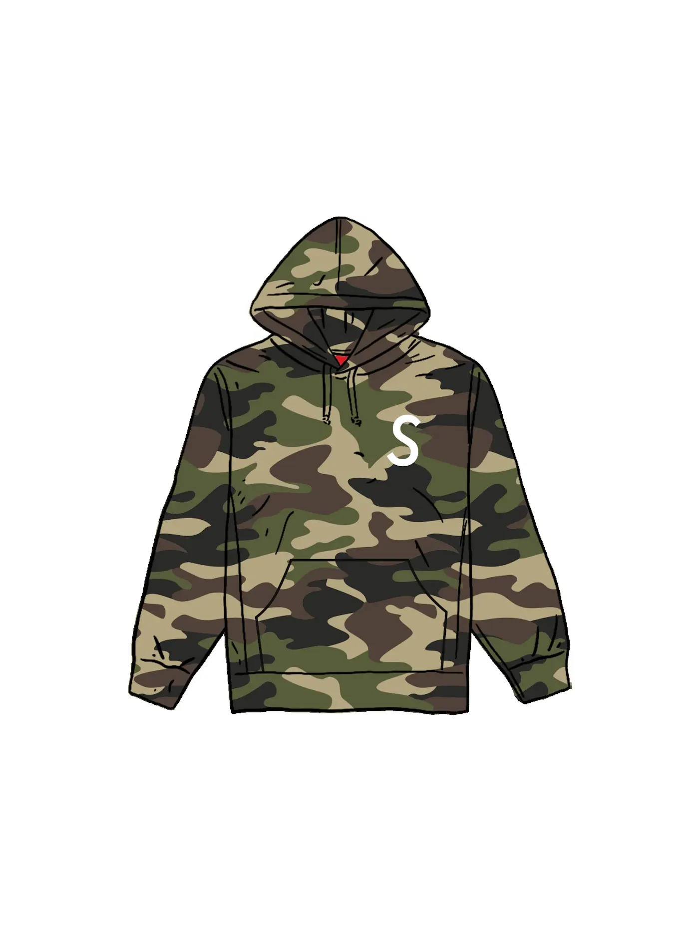 Мужская худи с принтом Supreme Swarovski S Logo, Woodland Camo — изображение 1 из 1