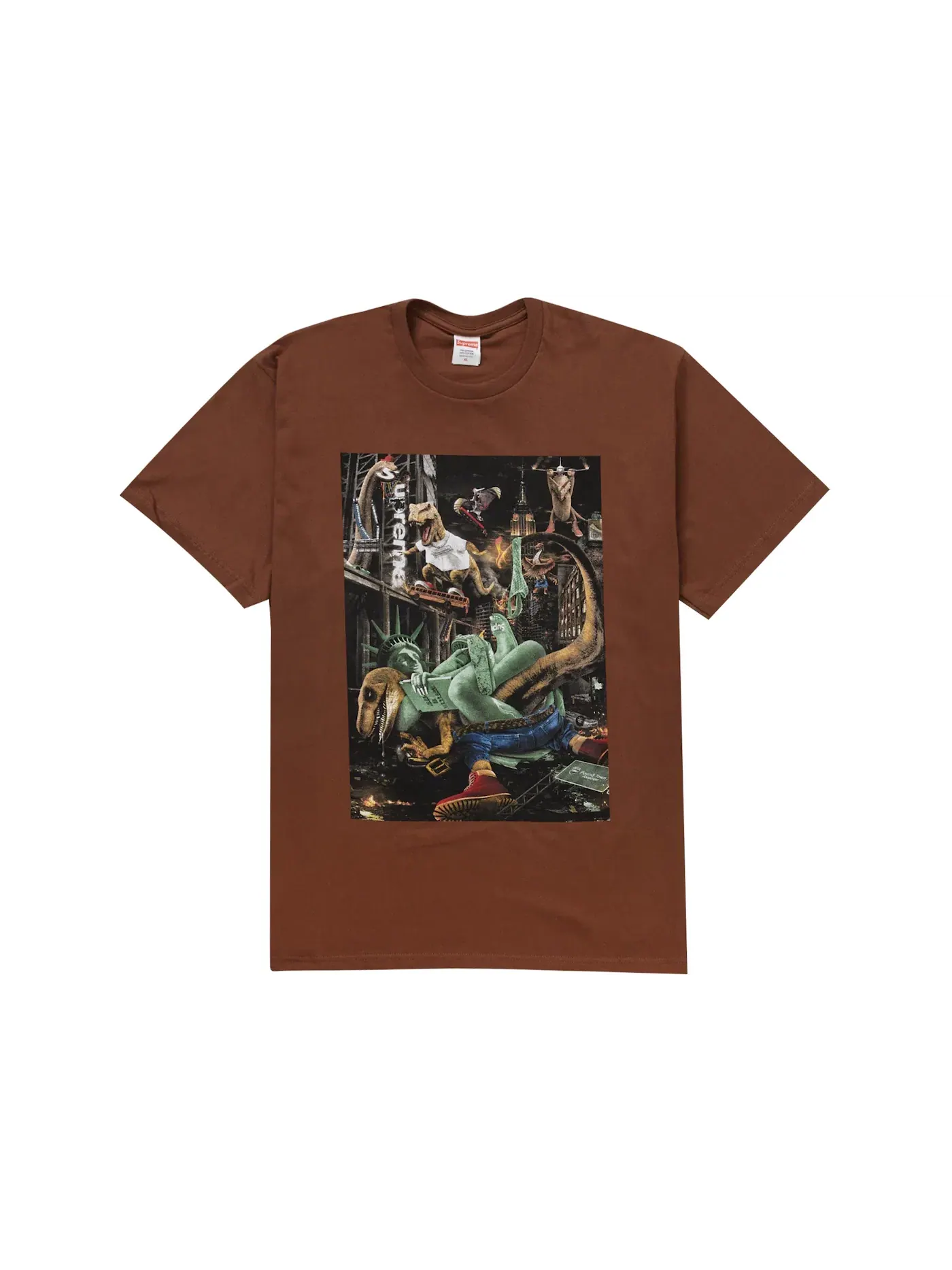 Мужская футболка с принтом Supreme T-Rex Tee Supreme — изображение 1 из 1, коричневый