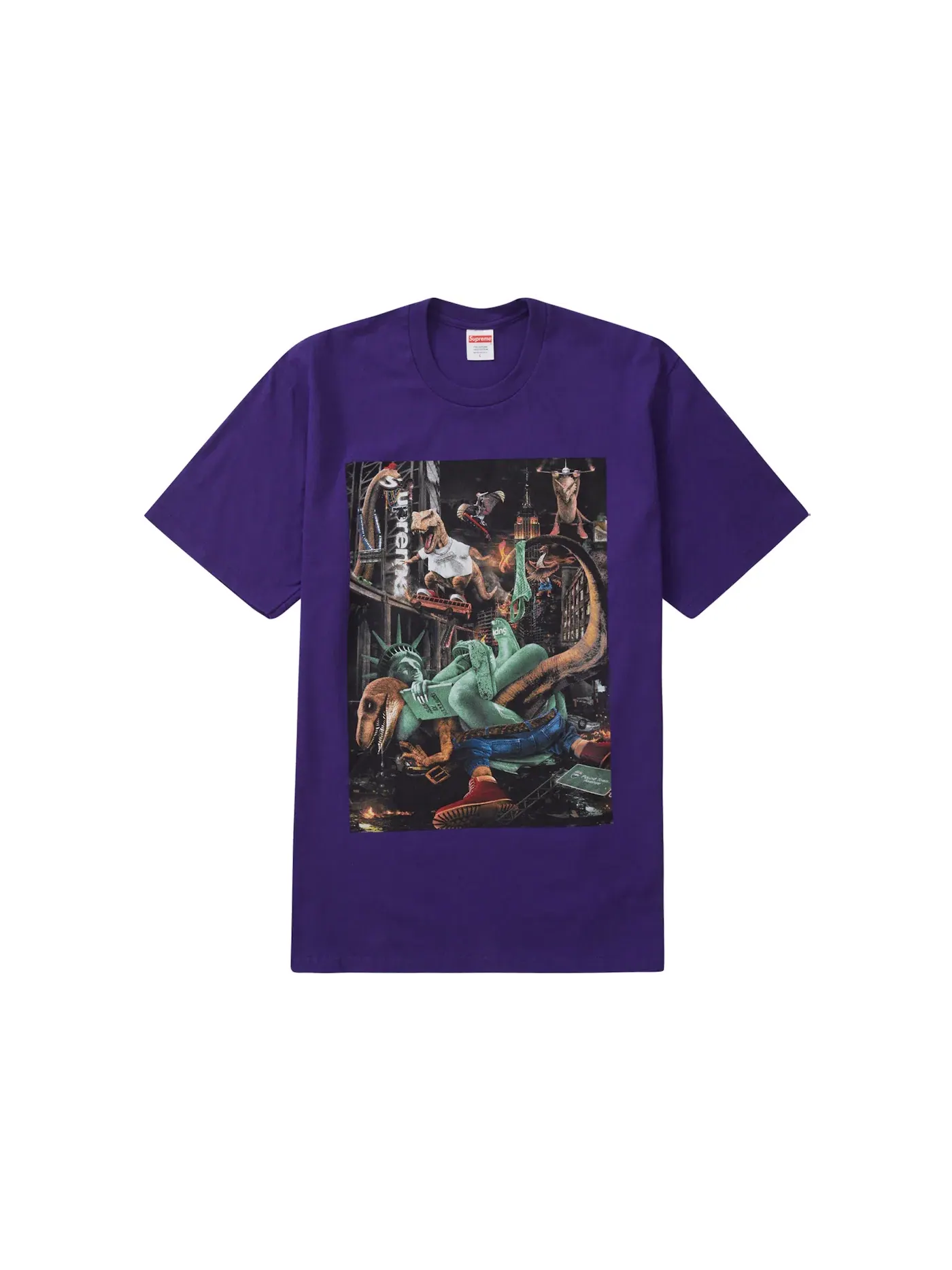 Мужская футболка с принтом Supreme T-Rex Tee Supreme — изображение 1 из 1, фиолетовый