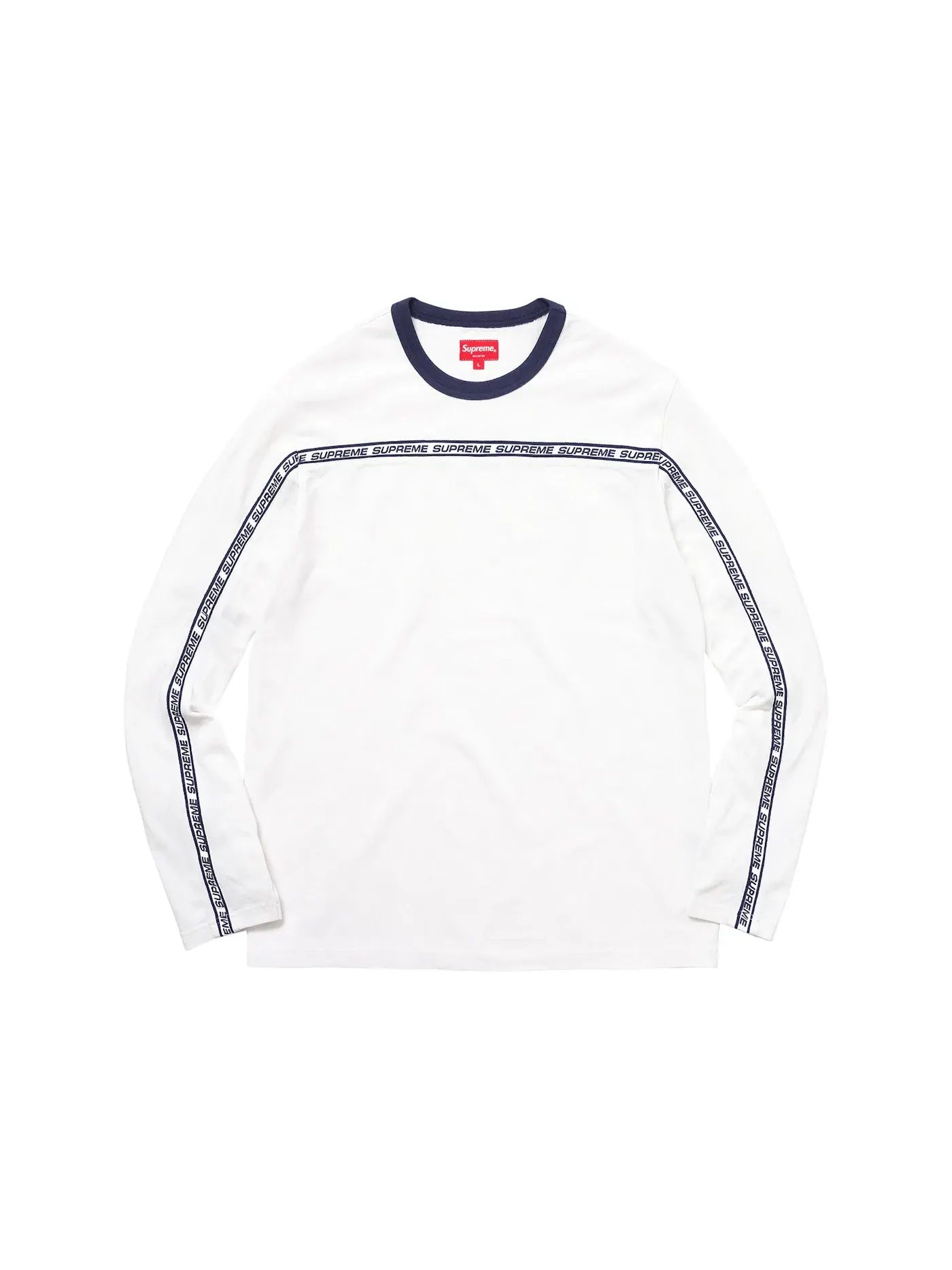 Мужская футболка с длинным рукавом Supreme Tape Stripe L/S Pique — изображение 1 из 1, белый